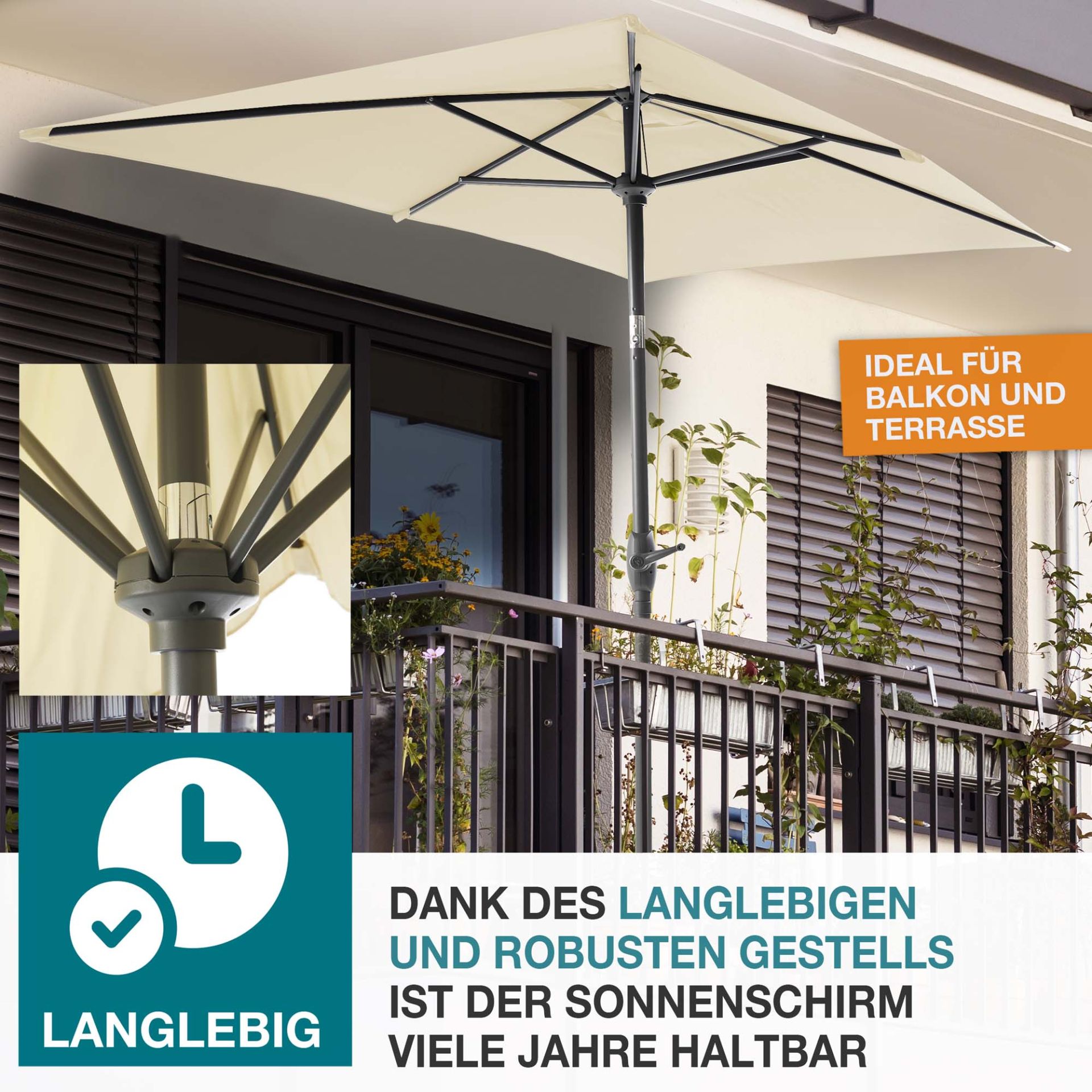 TOM Sonnenschirm SU-100 Beige; langlebig und robust
