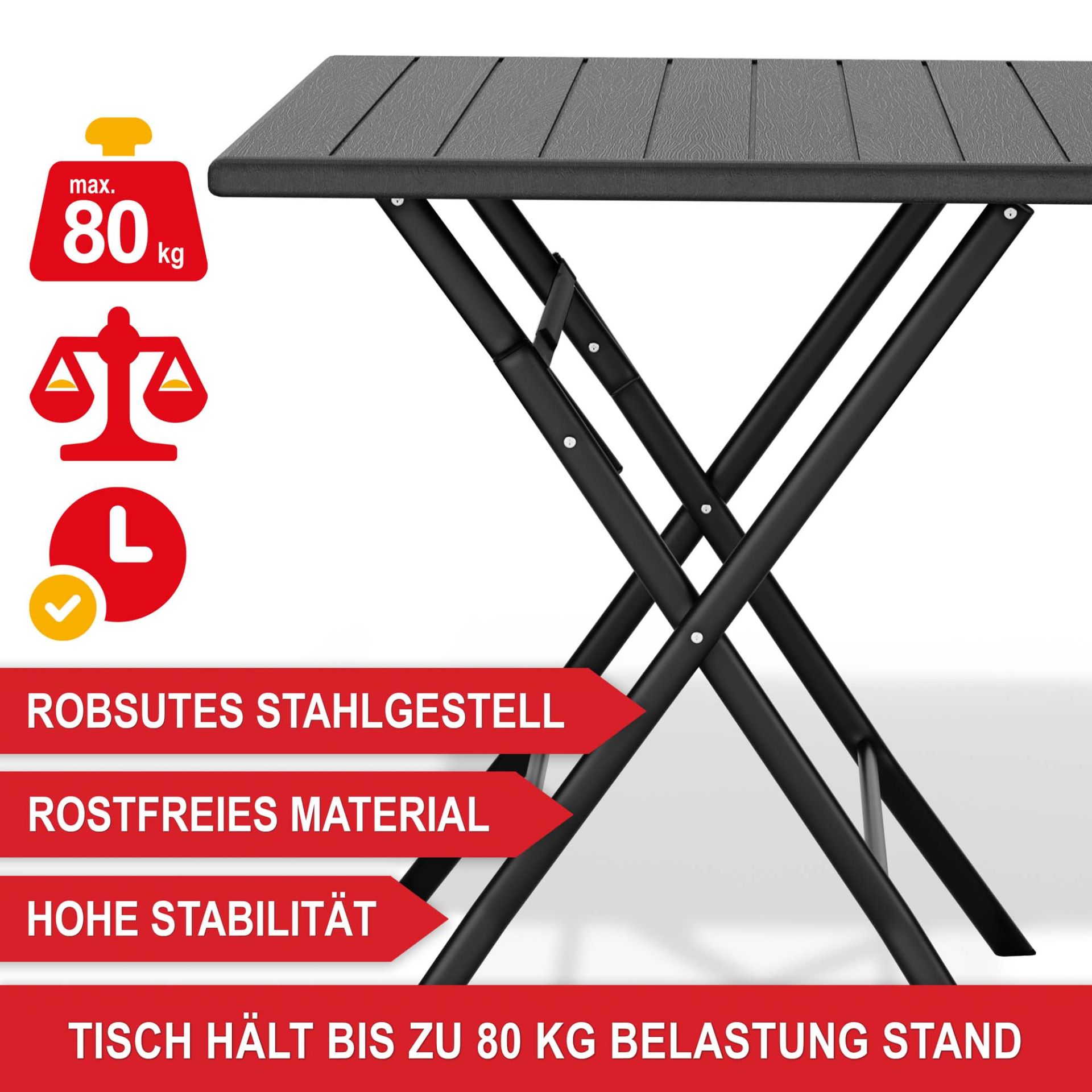 Balkontisch Borkum - Robustes Stahlgestell; rostfreies Material; hohe Stabilität; schwer Belastbar