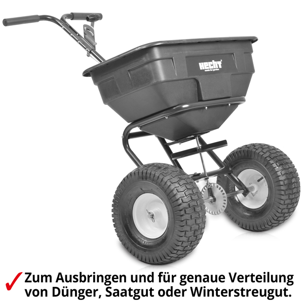 Streuwagen HECHT zur präzisen Verteilung von Dünger, Rasensamen oder Winterstreugut im Garten