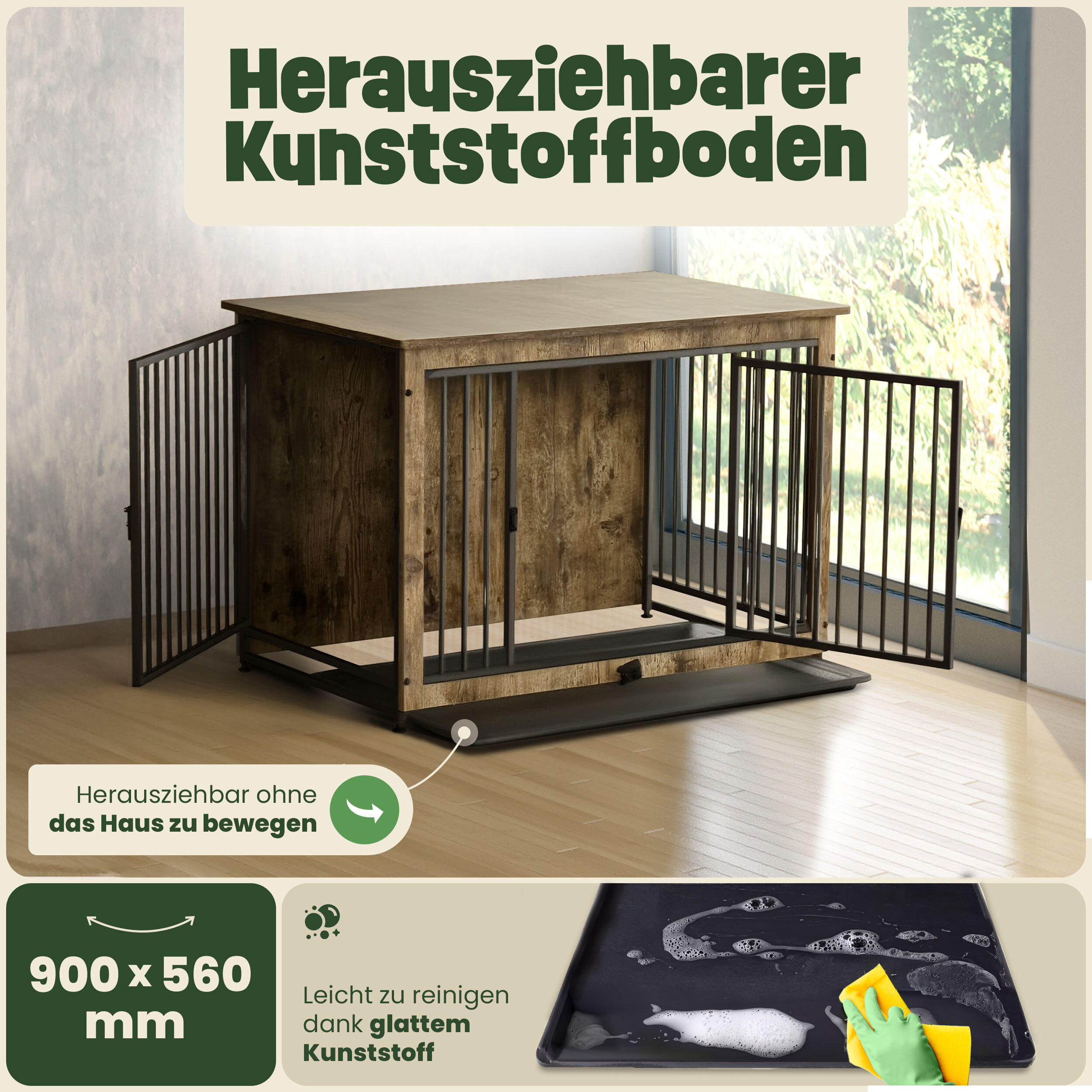 zooprinz Hundebox max mit zwei Türen und herausziehbarem Kunststoffboden