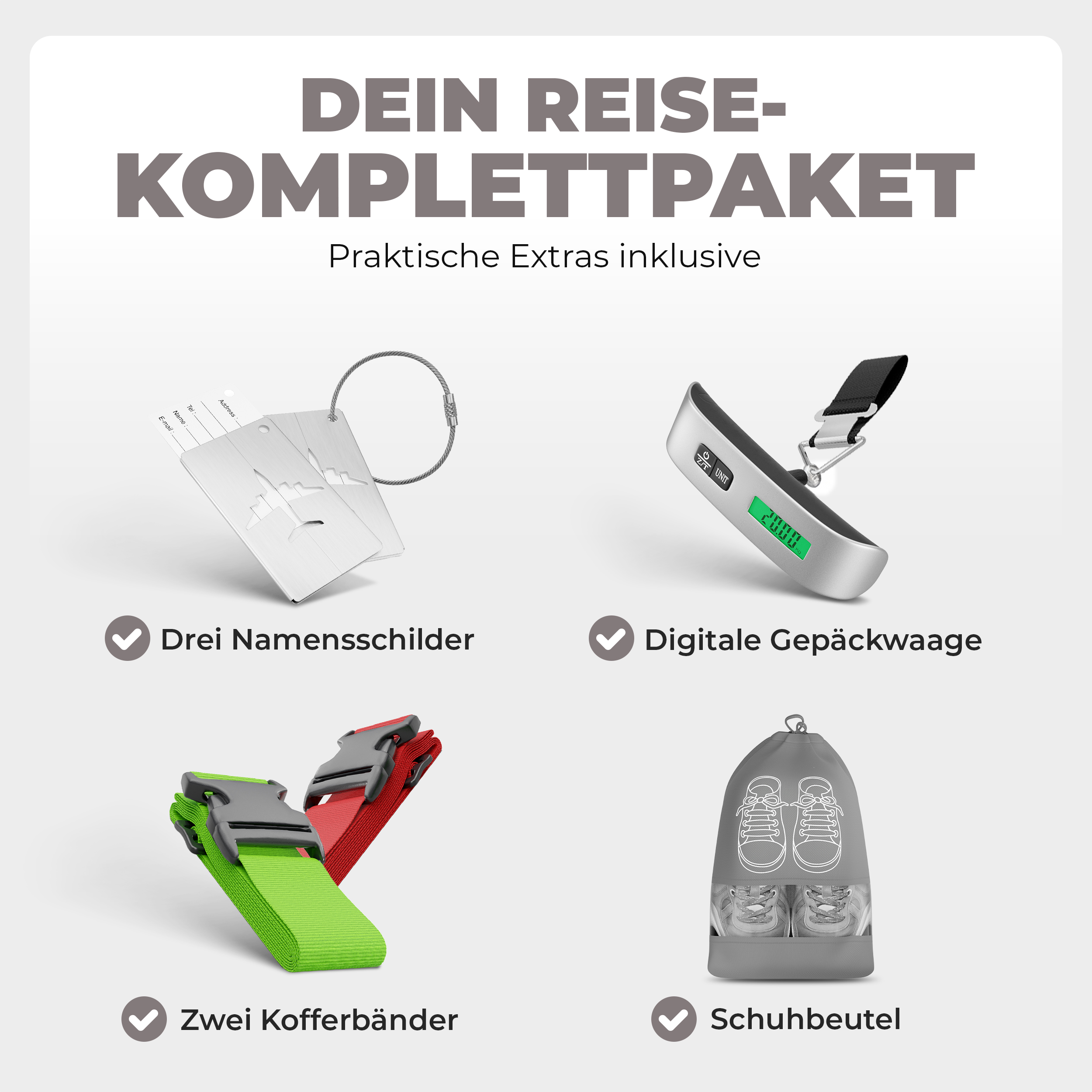 Koffer Set ONBEST Premium Champagner inklusive digitaler Kofferwaage