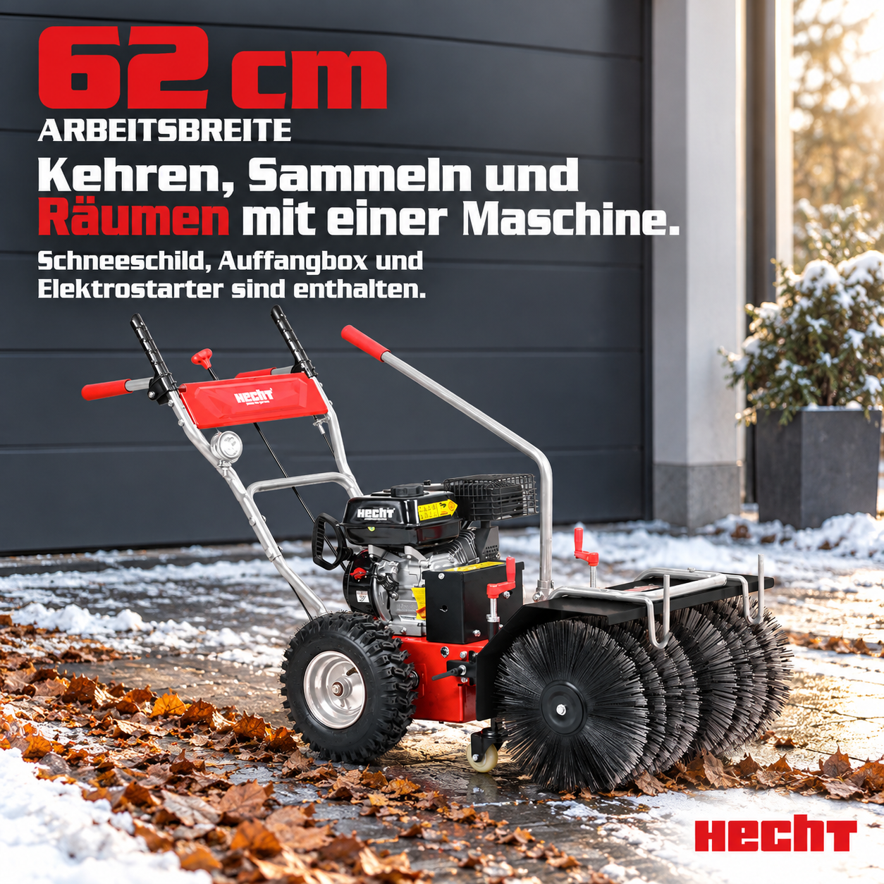 HECHT Kehrmaschine 8616 SE mit 62 cm Arbeitsbreite und Elektrostarter (Dieses Bild wurde mit Hilfe von KI generiert.)