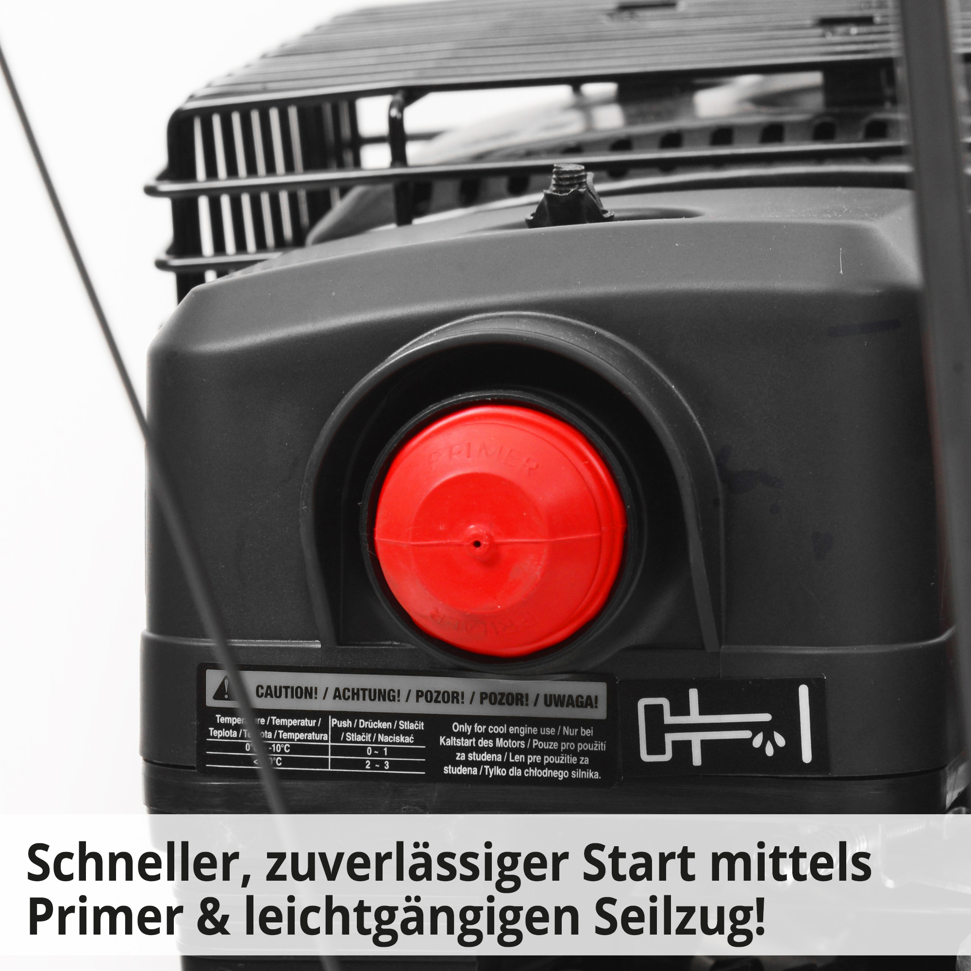 Hecht 9661 Benzin Schneefräse; Schneller, zuverlässiger Start mittels Primer und leichtgängigen Seilzug