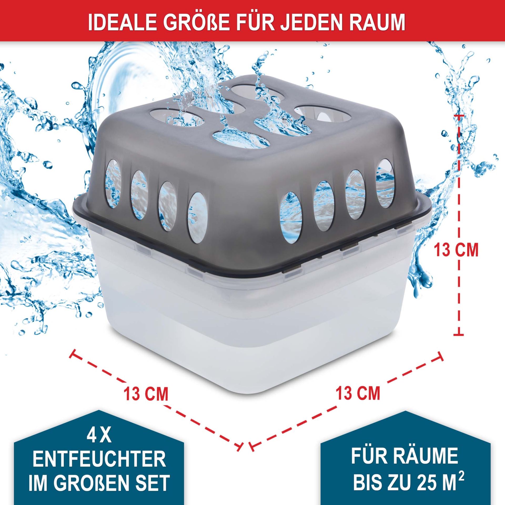 Luftentfeuchter - Ideale Größe für jeden Raum, 4 Entfeuchter pro Set, Für Räume bis zu 25qm