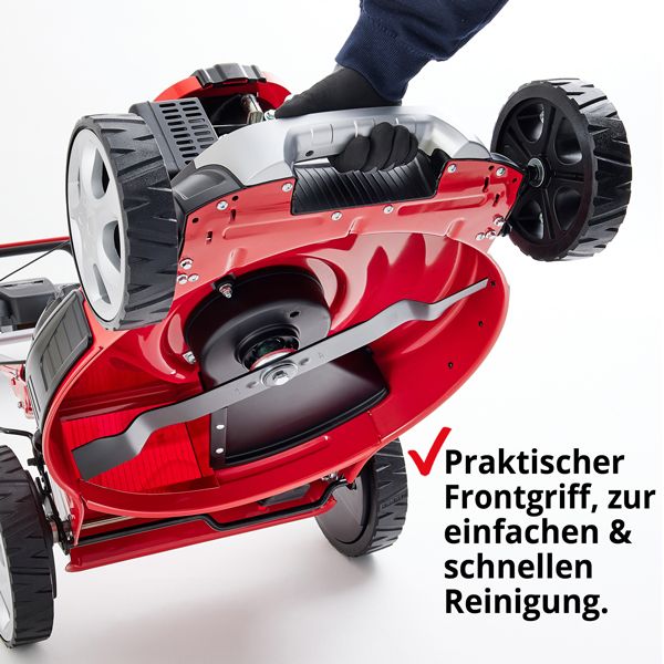Hecht Benzinrasenmäher mit Frontgriff zur einfachen Reinigung des Mähwerks und Messern 
