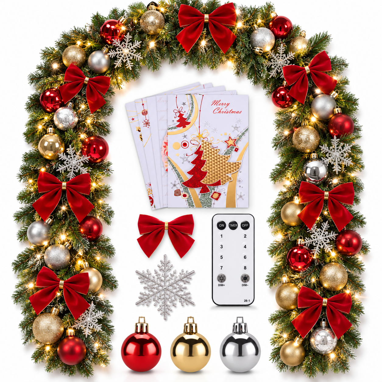 Weihnachtsgirlade 5m mit Schmuck (Dieses Bild wurde mit Hilfe von KI generiert.)