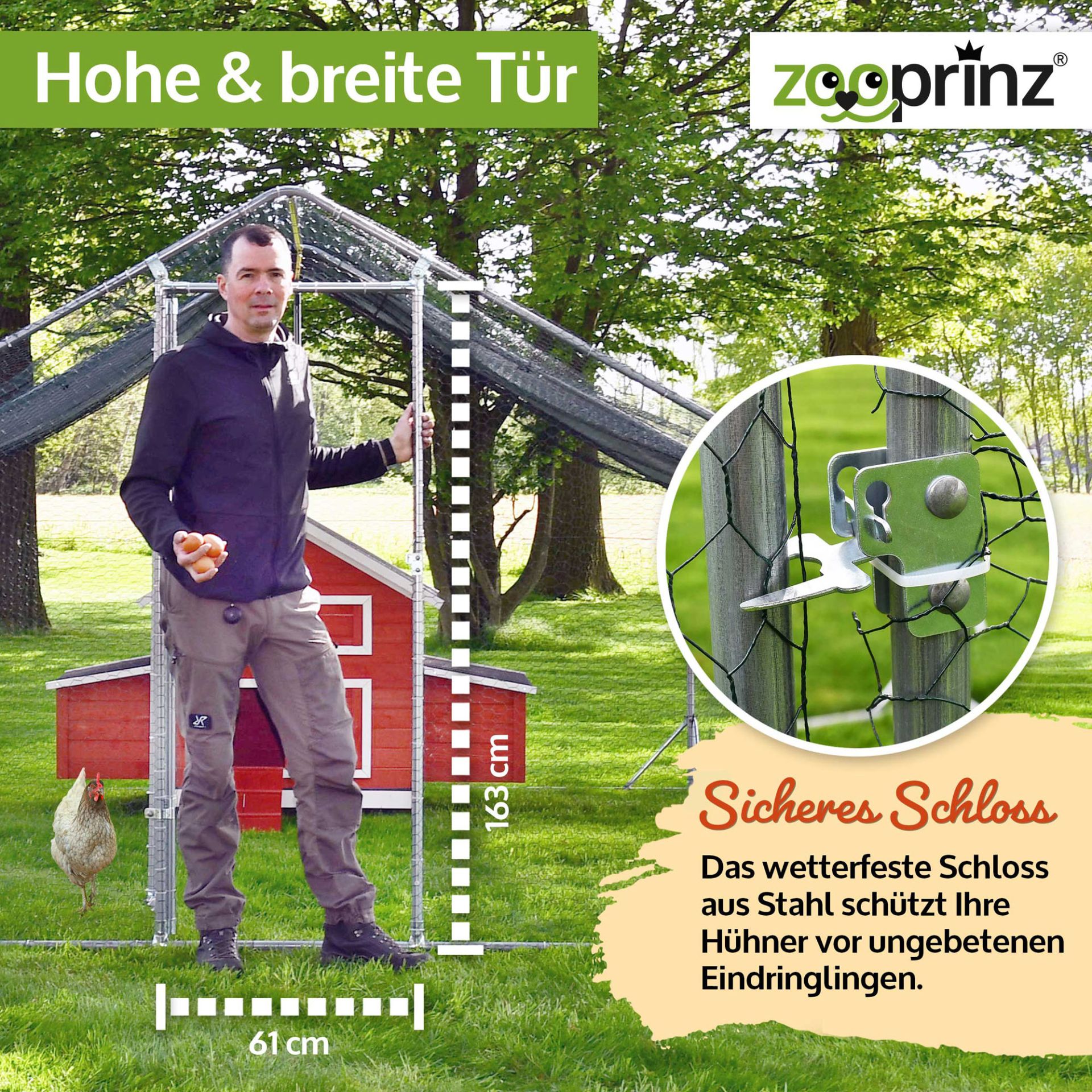 Hühnervoliere Steel; Sicheres, wetterfestes Schloss