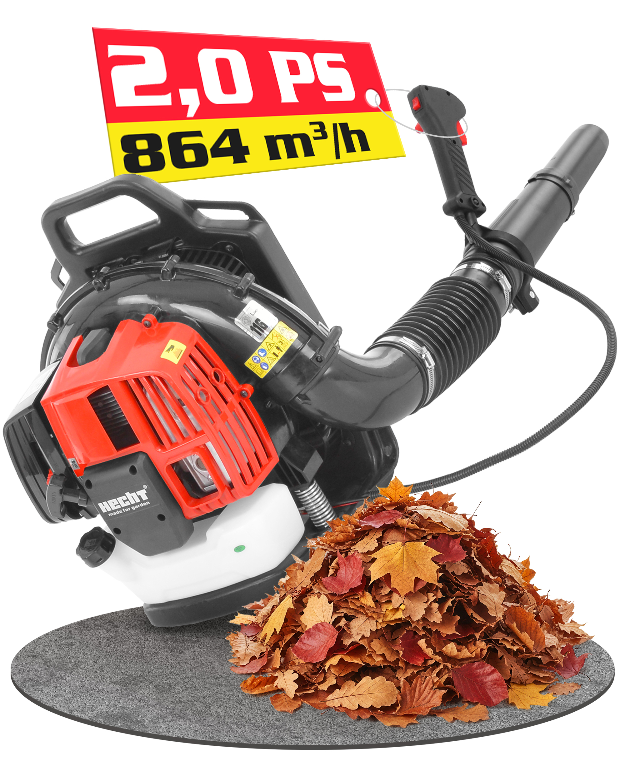 Laubbläser HECHT 952 mit starkem Benzinmotor für Garten und Hof