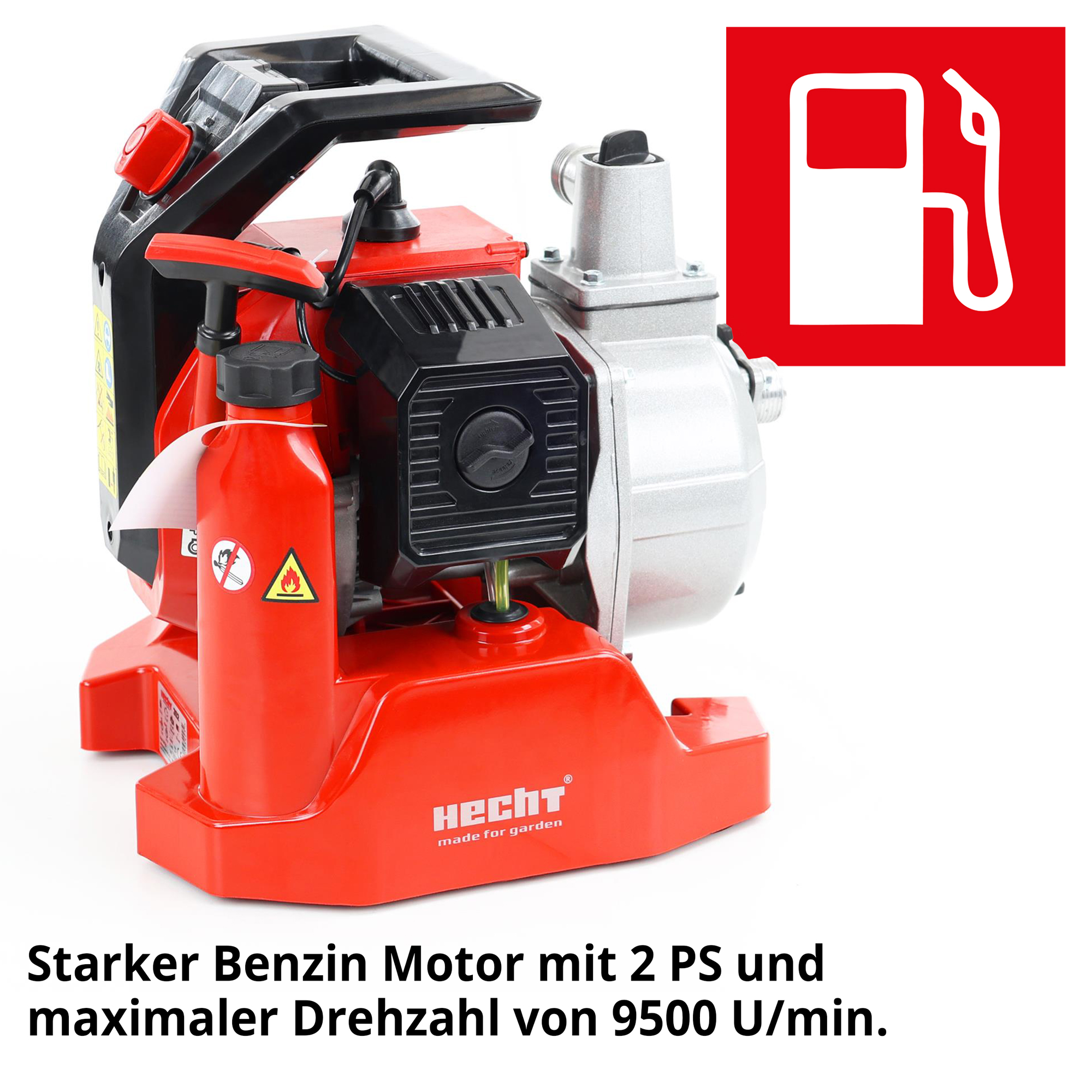 Benzin Wasserpumpe mit starkem Benzin Motor und maximaler Drehzahl