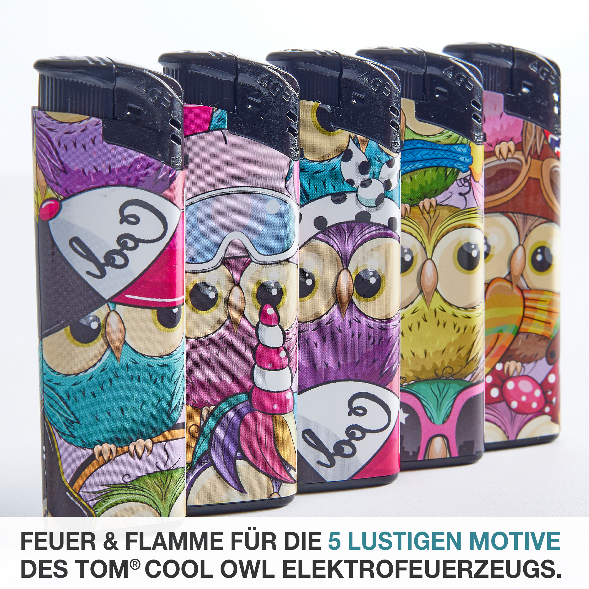 TOM Cool Owl Feuerzeug – elektronisch, wiederbefüllbar und stylisch