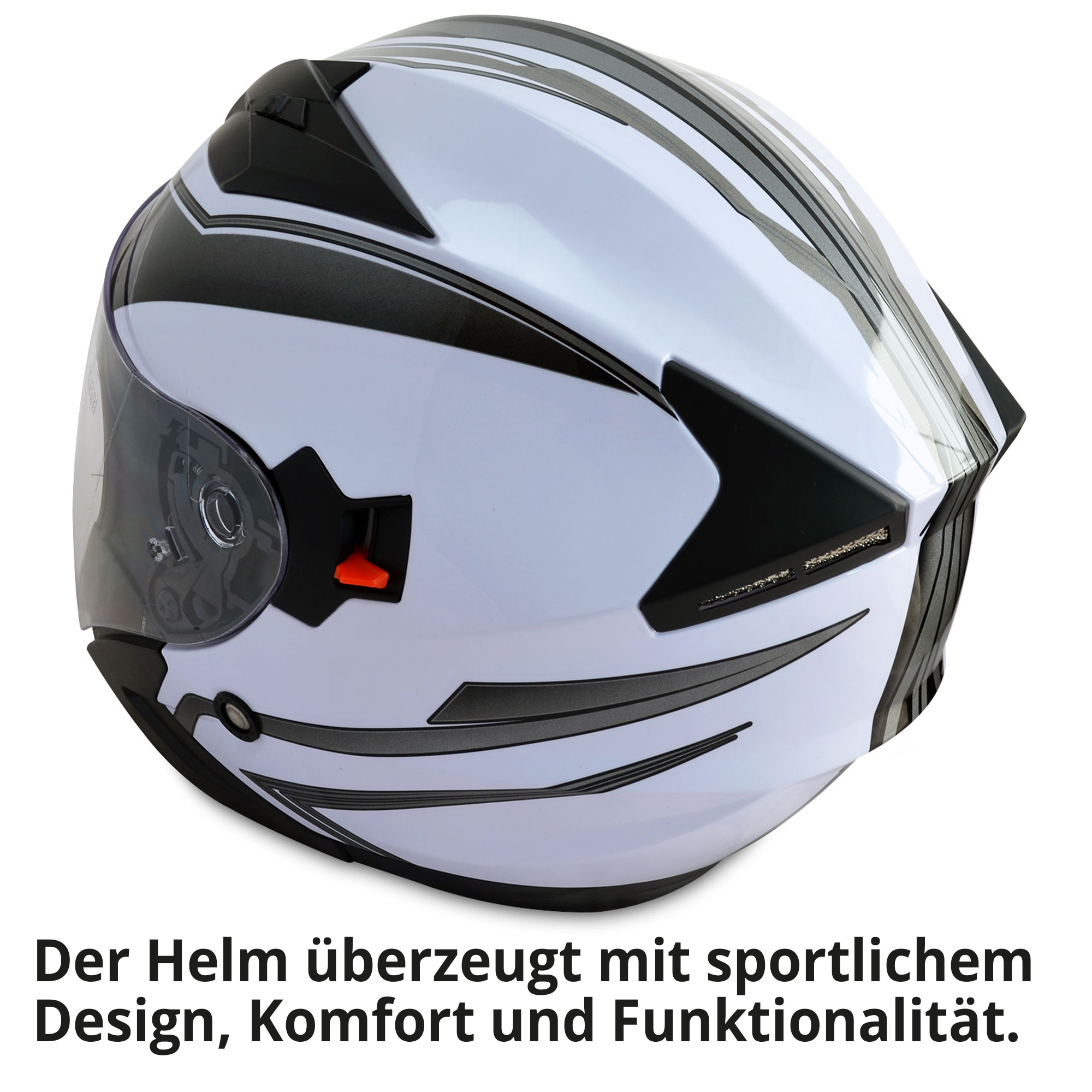 Motorradhelm; sportliches Design, Komfort und Funktionalität