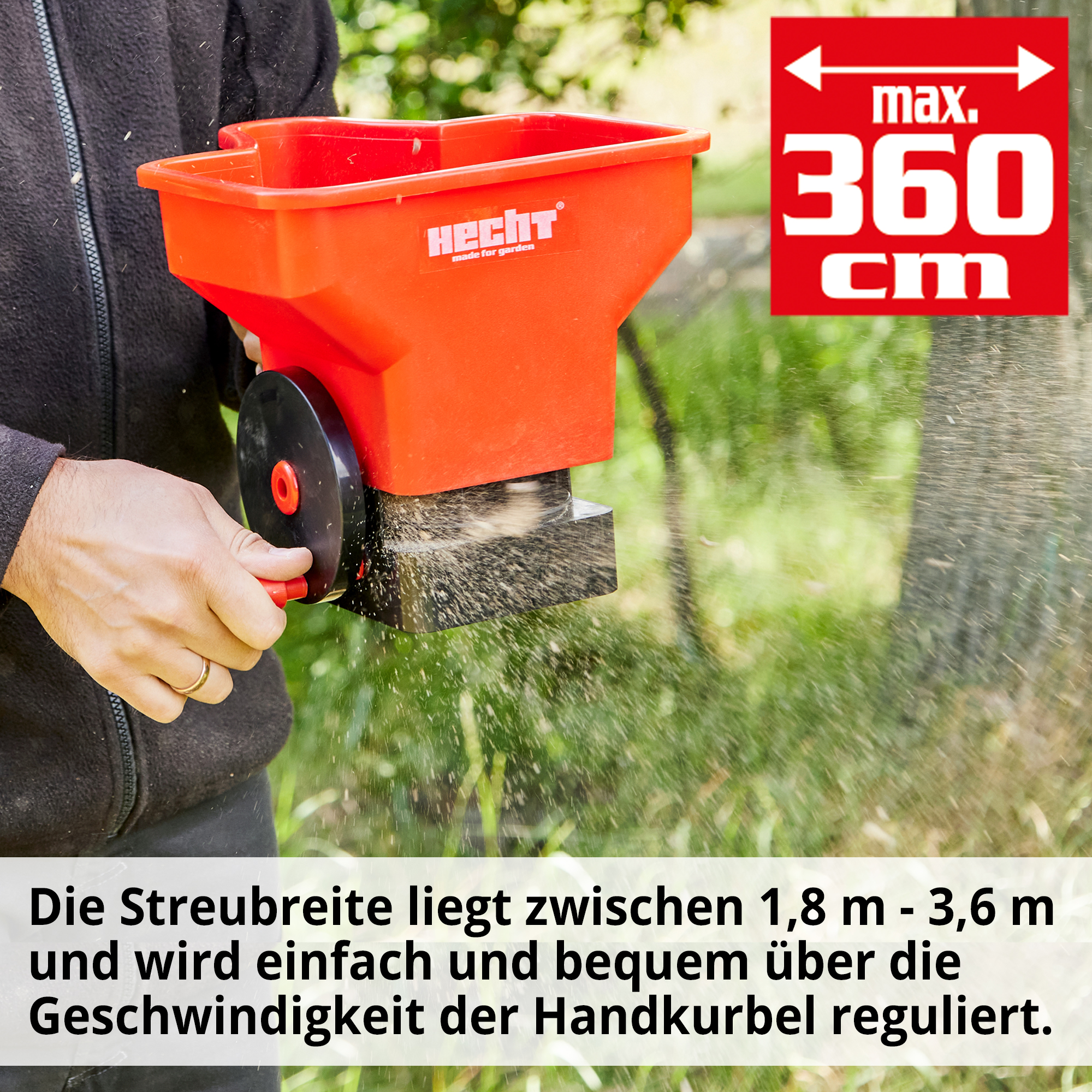 Hecht Handstreuer mit maximal 360 cm Streubreite 