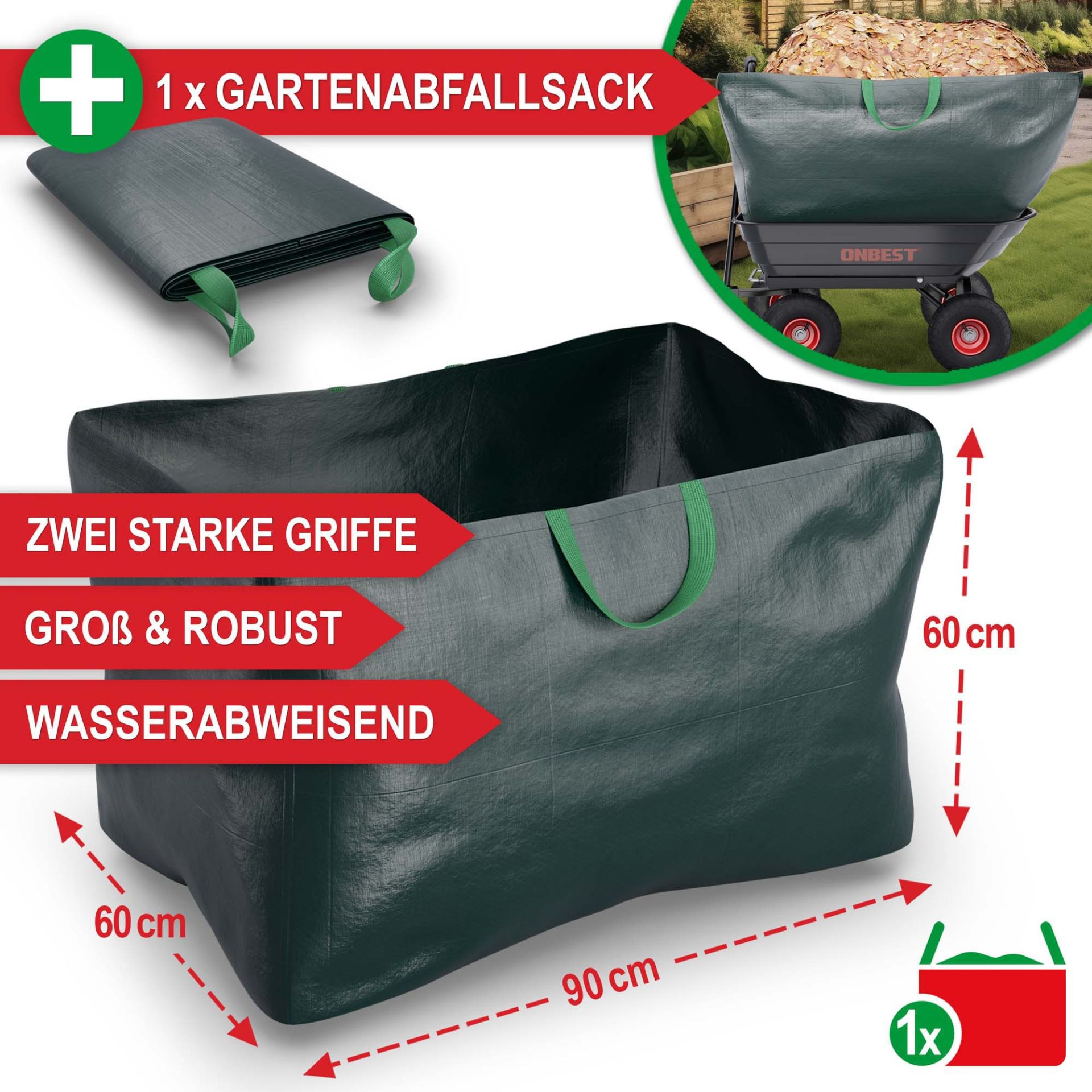 Gartenwagen - zwei starke Griffe, groß und robust, wasserabweisend