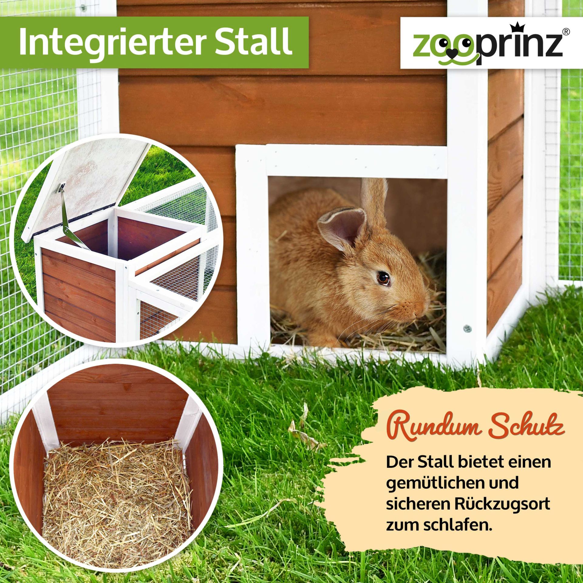Hasenstall Rabbit Run Comfort; Integrierter Stall