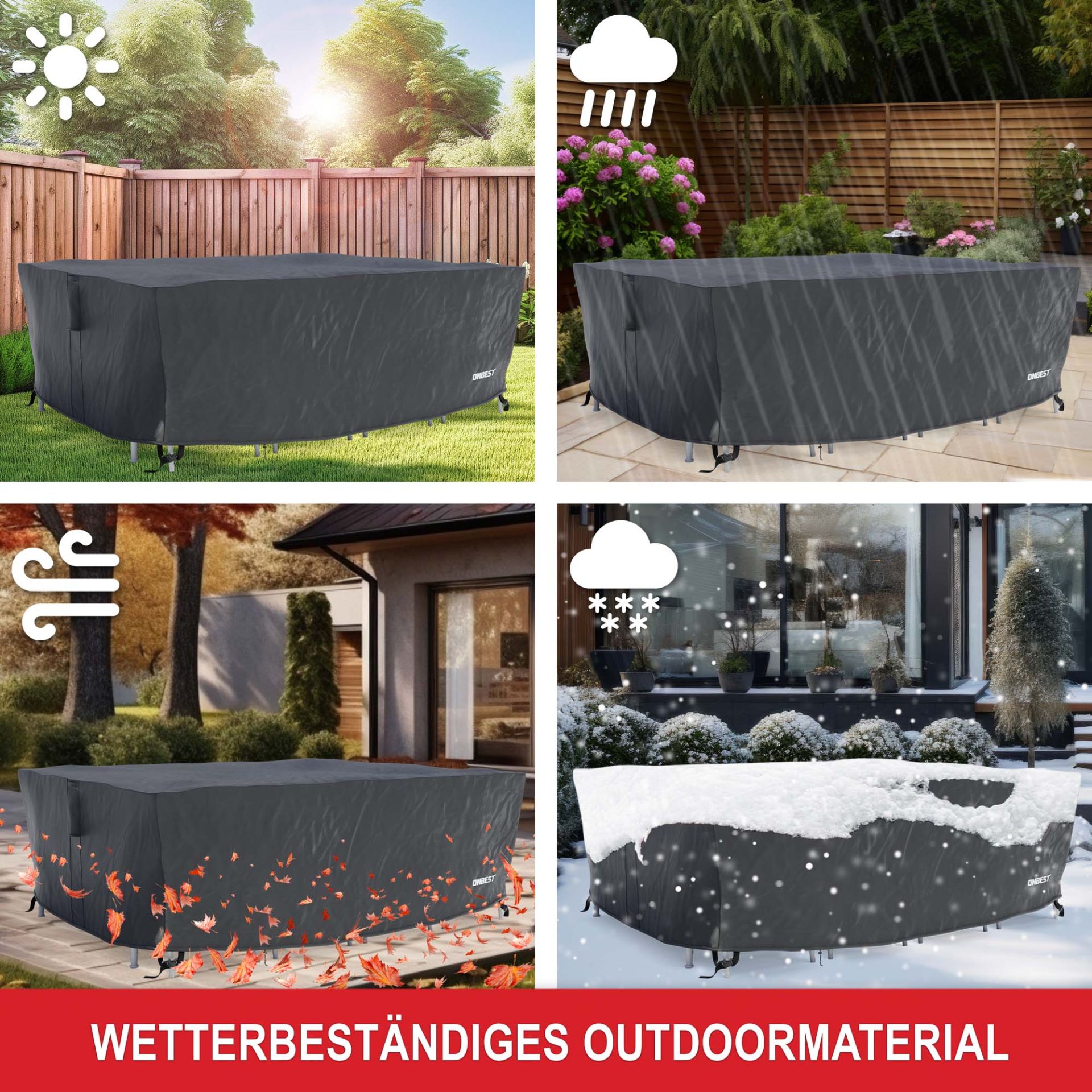 Möbel Abdeckhaube XXL - wetterbeständiges Outdoor-Material für alle Jahreszeiten