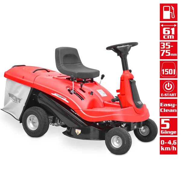 Benzin-Hecht Rasentraktor-Aufsatzmäher 5161 mit 61 cm Schnittbreite und 150 Liter Grasfangkorb 