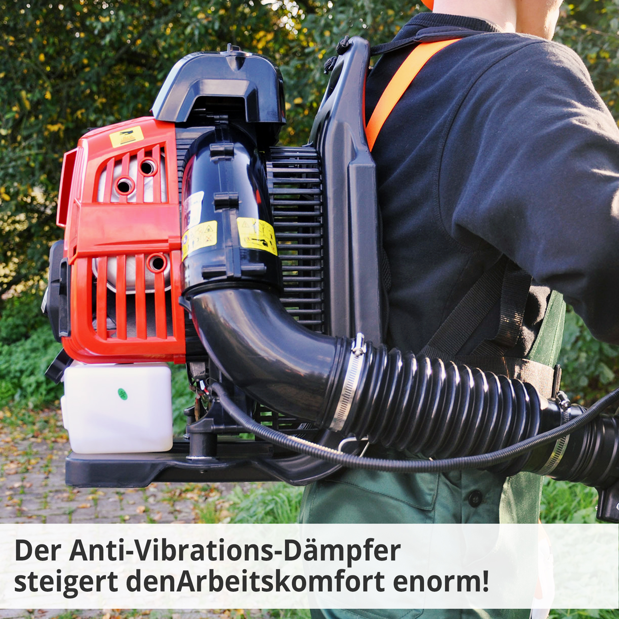 Benzin Blasgerät mit Anti-Vibrations-Dämpfer für idealen Arbeitskomfort 