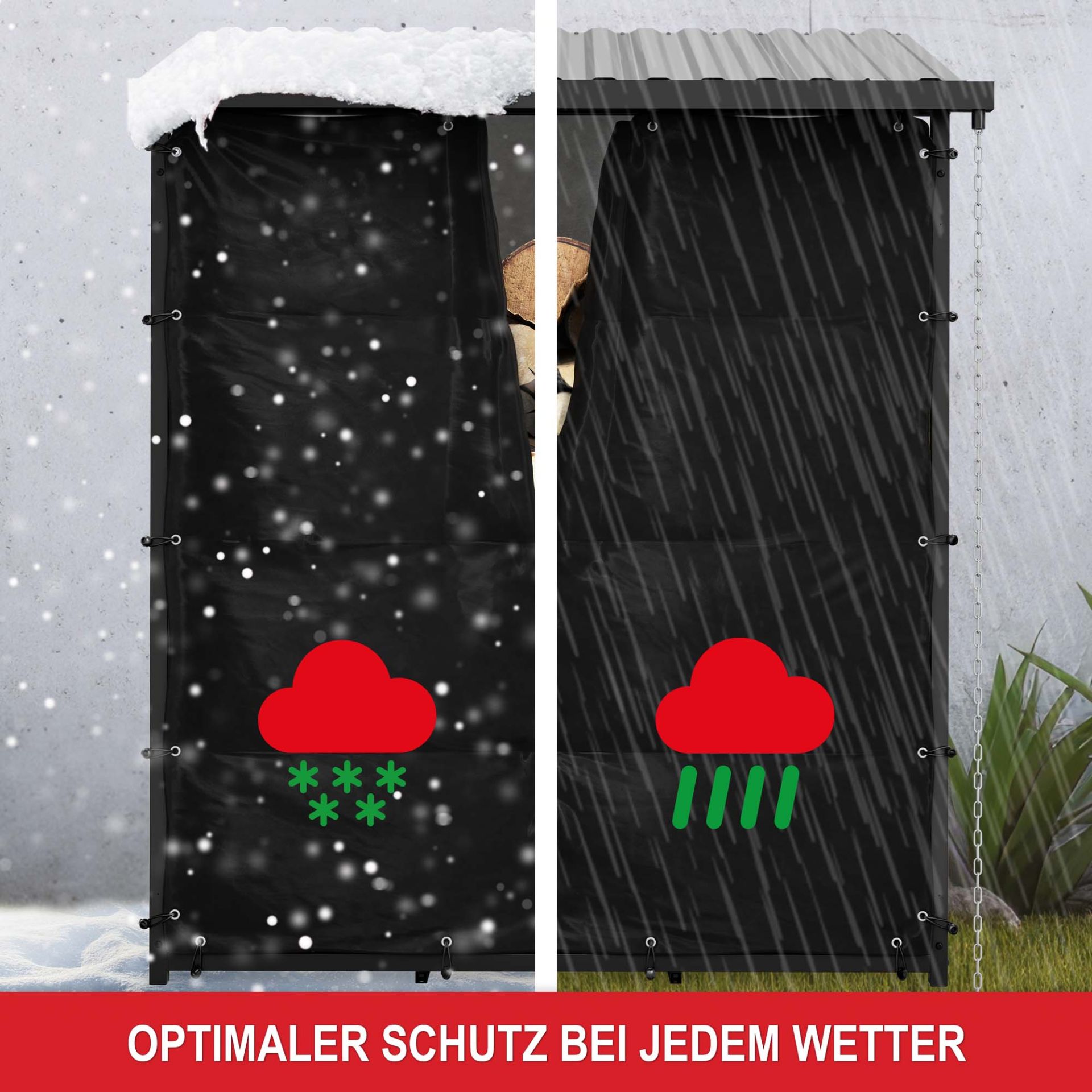 Brennholzregal Metall L - Optimaler Schutz bei jedem Wetter