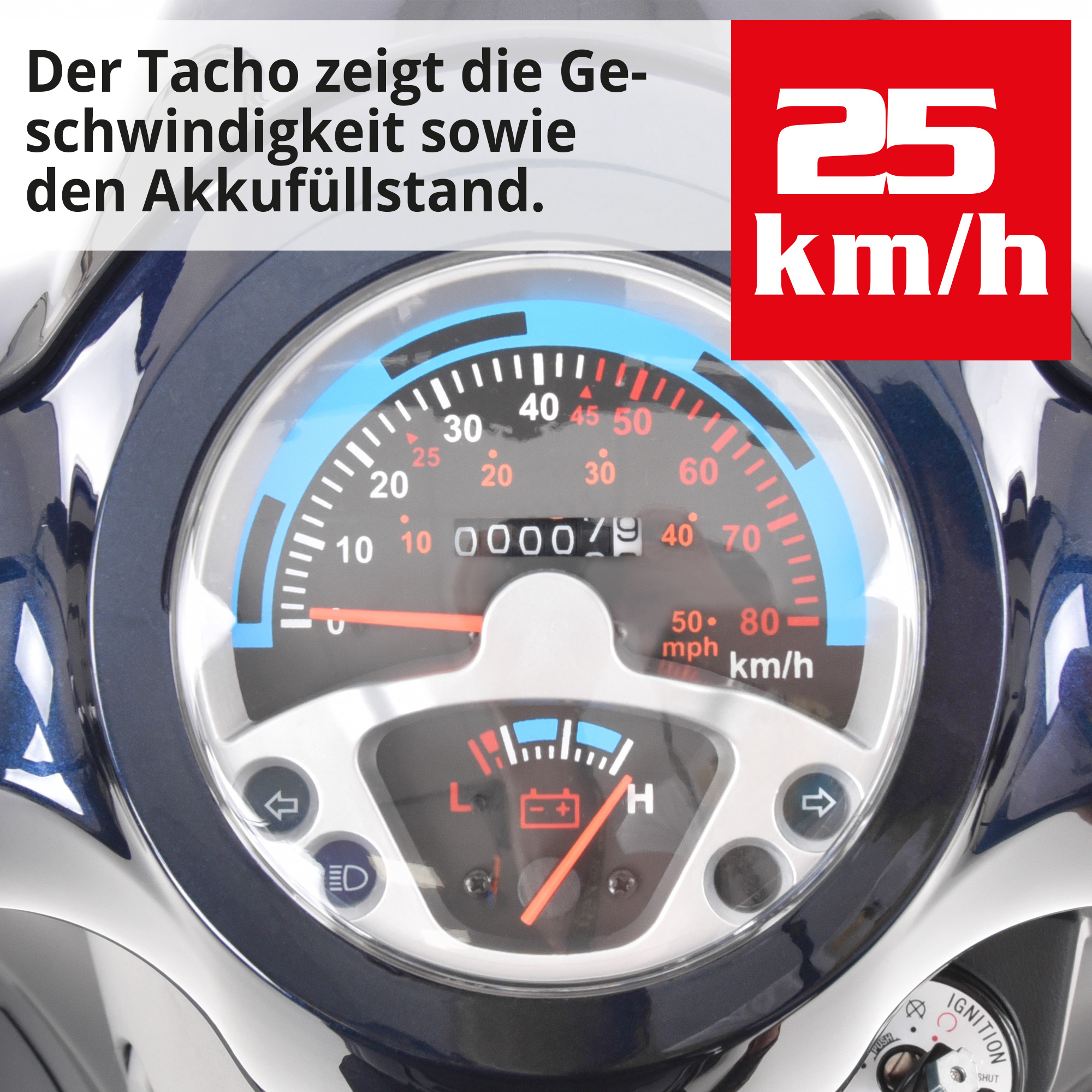 HECHT CITISMAX Blau Seniorenfahrzeug mit Tacho