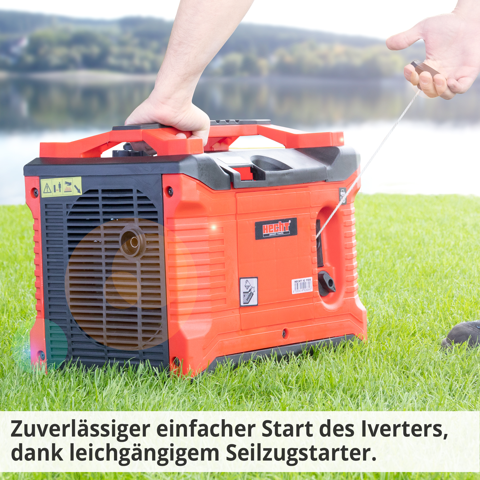 HECHT IG 1100 Inverter; Zuverlässiger einfacher Start des Inverters, dank leichtgängigem Seilzugstarter