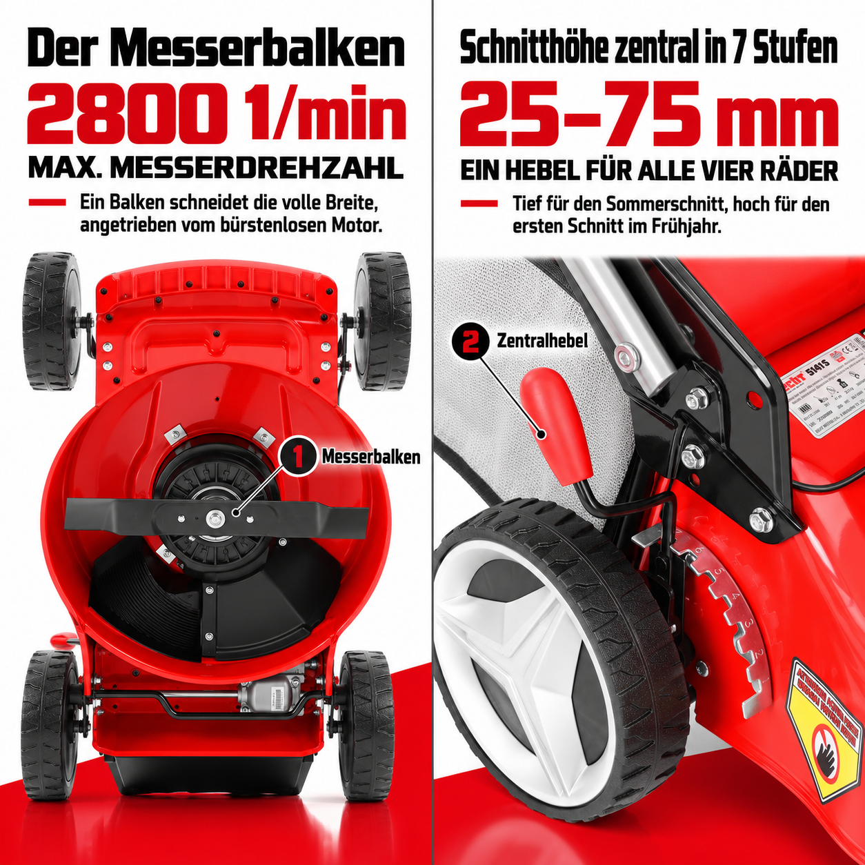 HECHT Akku-Rasenmäher: Bürstenloser Motor und zentrale Schnitthöhe (Dieses Bild wurde mit Hilfe von KI generiert.)