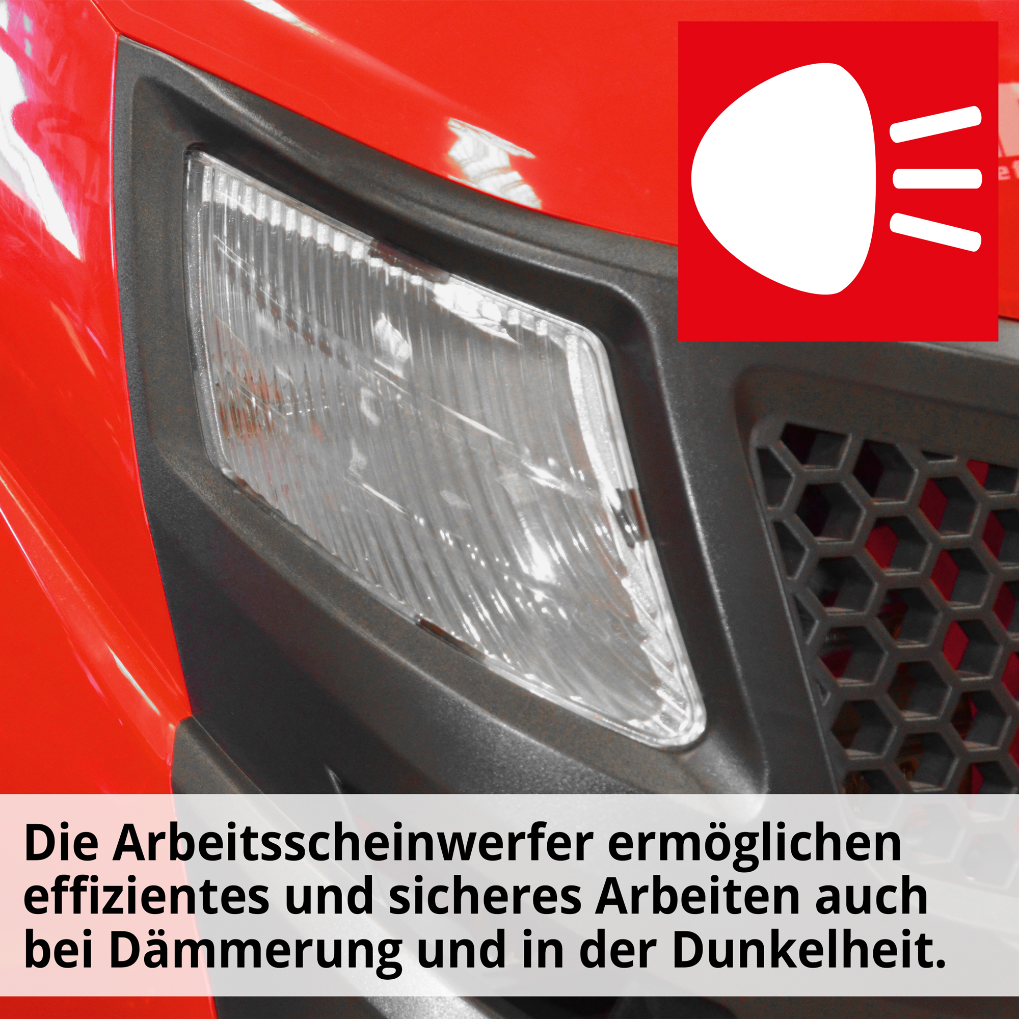 Benzin-Rasentraktor Aufsitzmäher mit 2 Frontscheinwerfern für einfaches Arbeiten bei schlechter Sicht 
