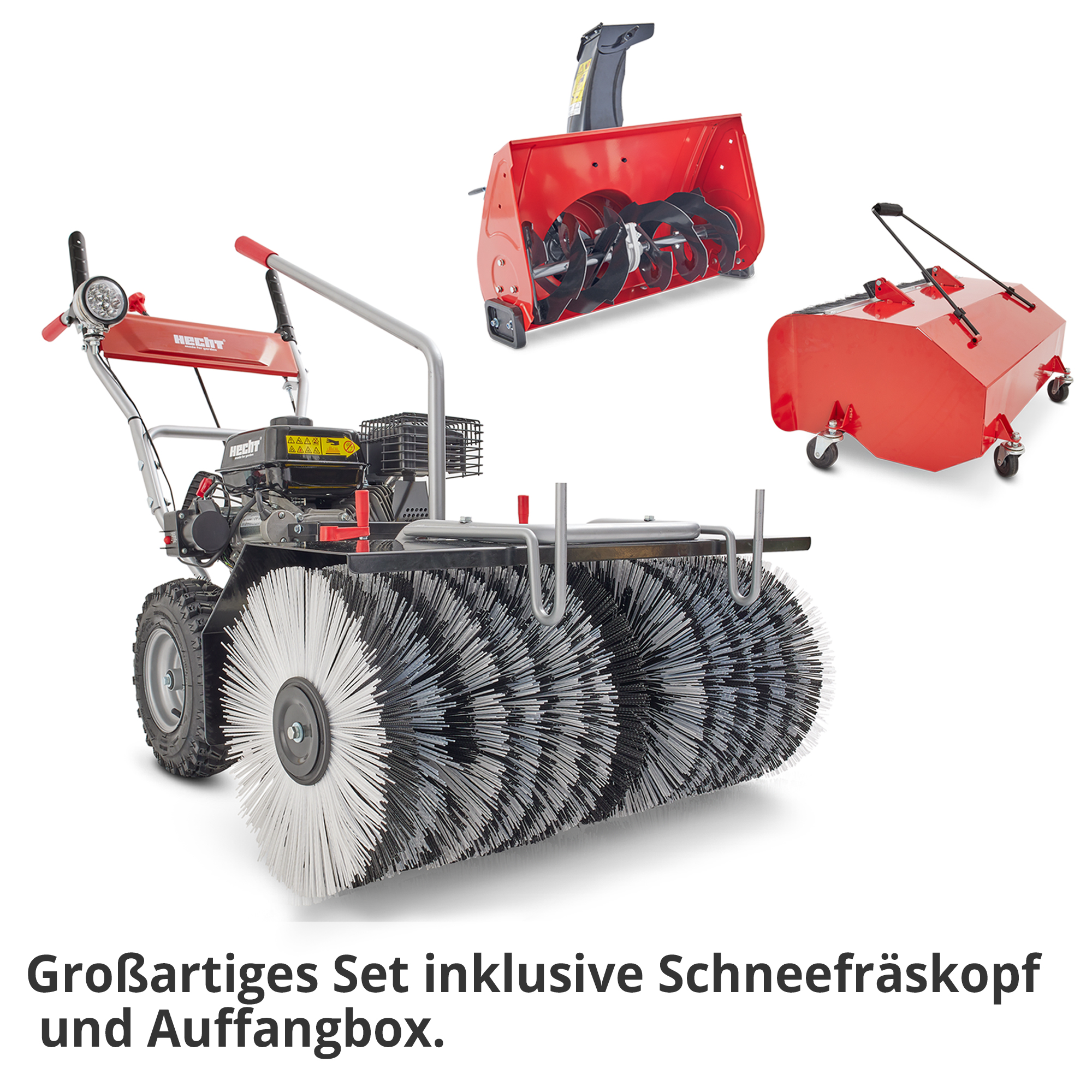 Hecht Benzin-Kehrmaschine mit Schneefräse und Auffangbox  Hecht Benzin-Kehrmaschine mit Schneefräse und Auffangbox