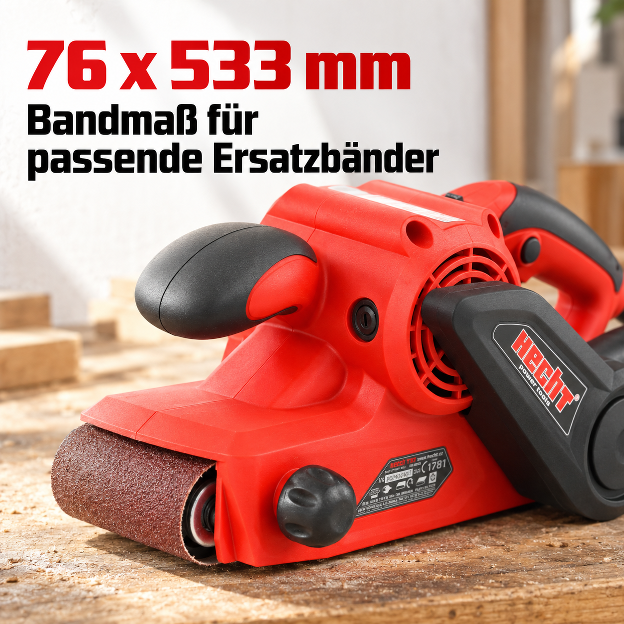 HECHT Bandschleifer mit 76 x 533 mm Bandmaß für gängige Ersatzbänder (Dieses Bild wurde mit Hilfe von KI generiert.)