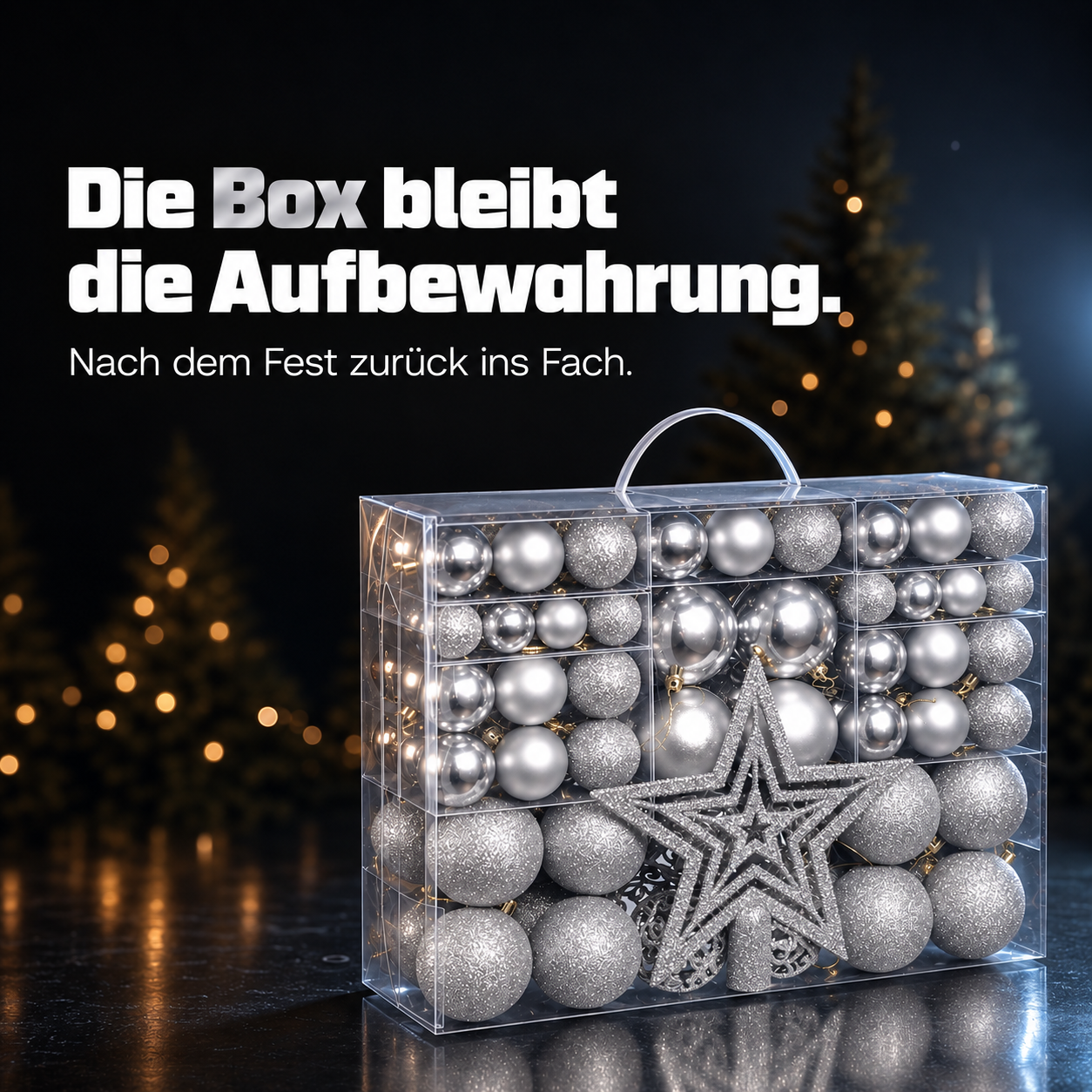 ONBEST Weihnachtskugeln: Festsitzende Kappe und Öse an jeder Kugel (Dieses Bild wurde mit Hilfe von KI generiert.)