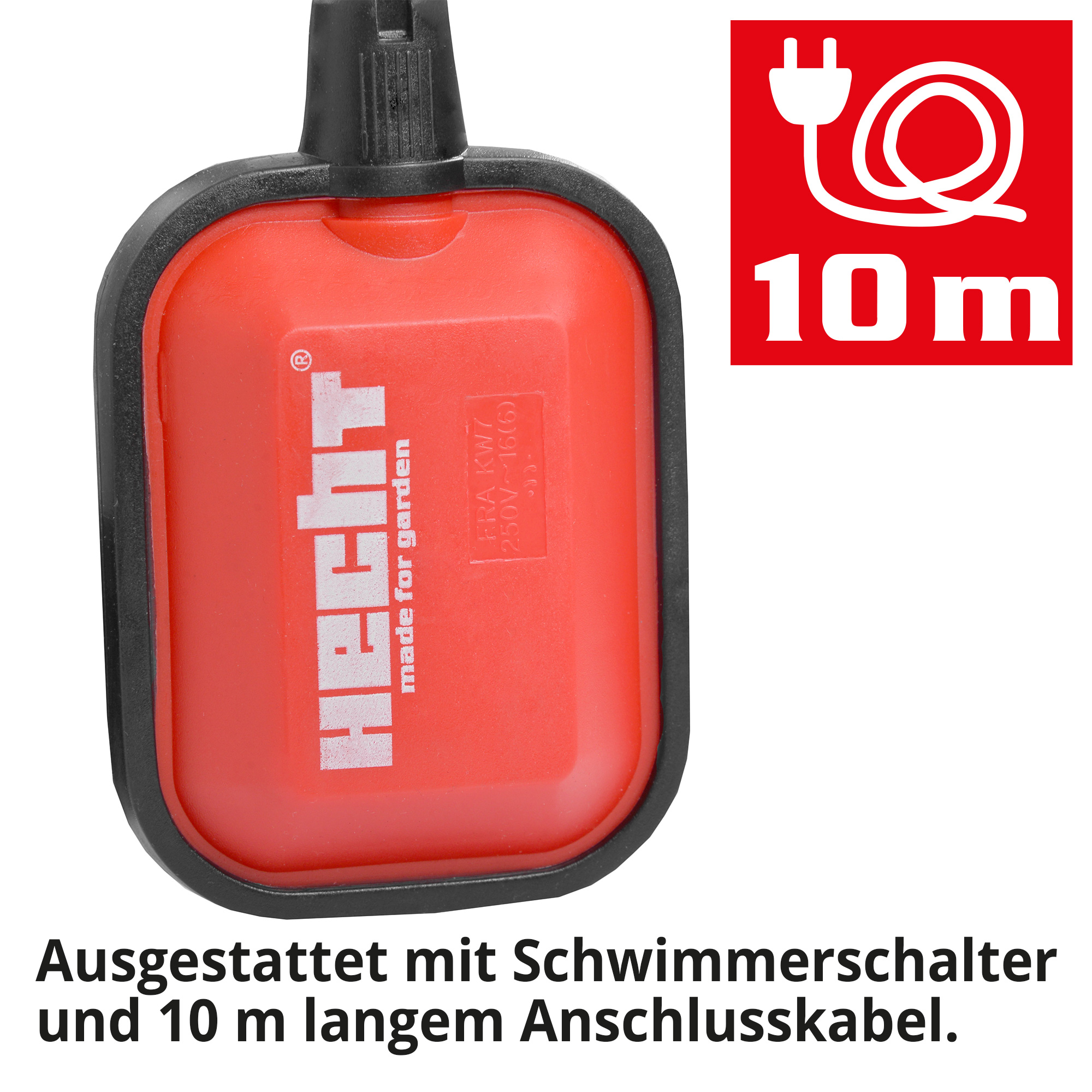Tauchpumpe; Ausgestattet mit Schwimmschalter und 10 Meter Anschlusskabel