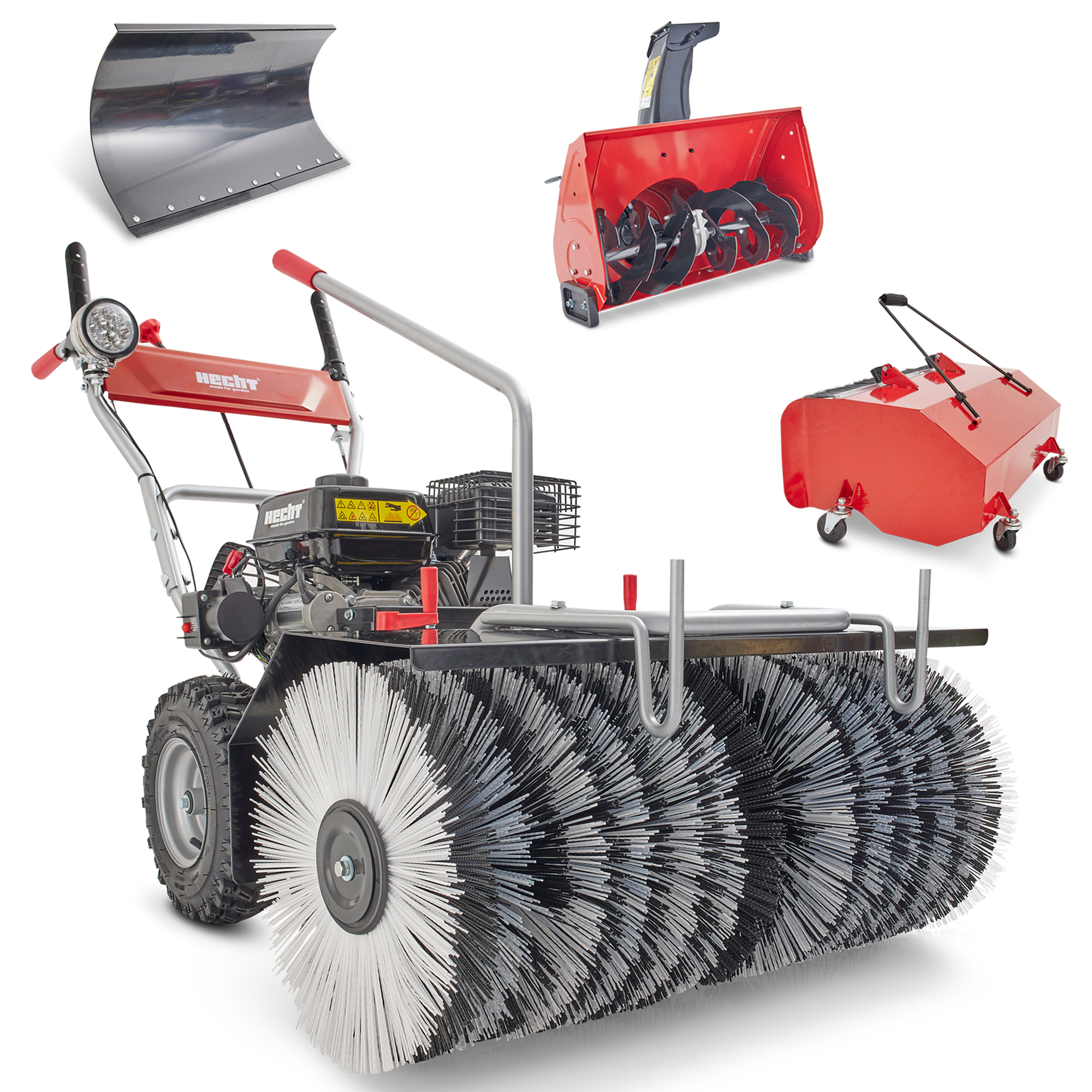HECHT Benzin Kehrmaschine 8680 SE Set 7 Benzin Kehrmaschine für große Flächen