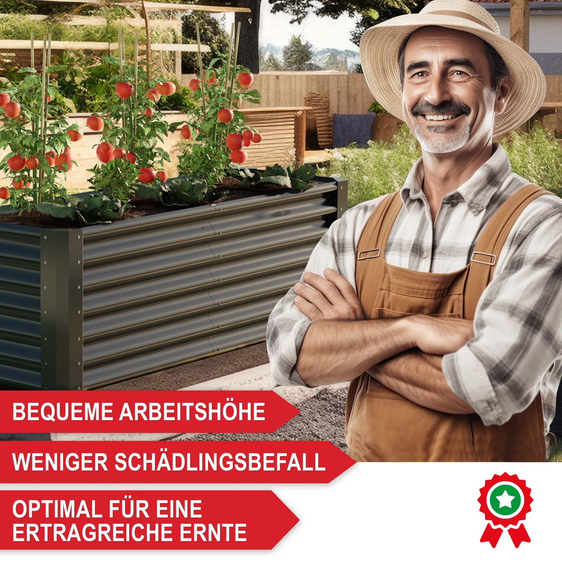 Hochbeet Stahl Anthrazit XL - Bequeme Arbeitshöhe, weniger Schädlingsbefall, optimal für eine ertragreiche Ernte