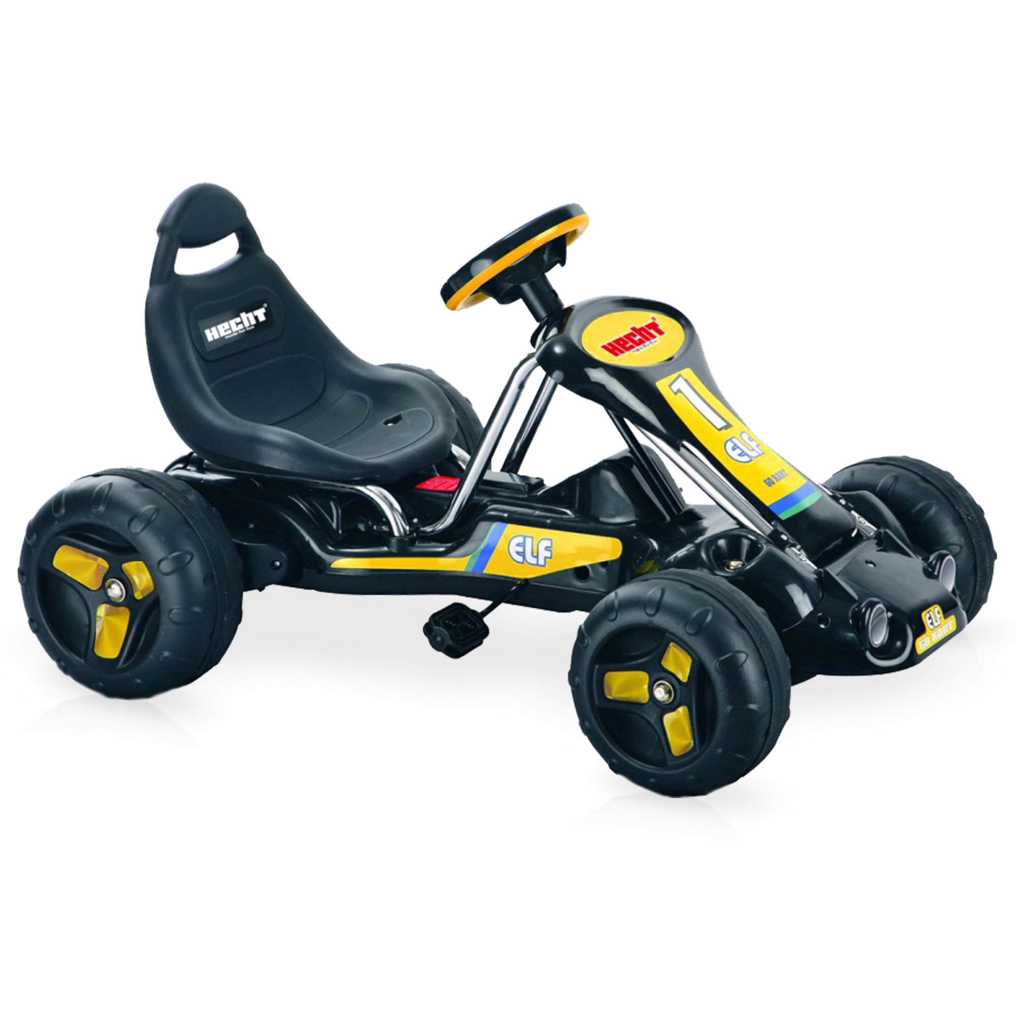 Hecht 59789 Tretkart Go-Kart Schwarz, Gelb