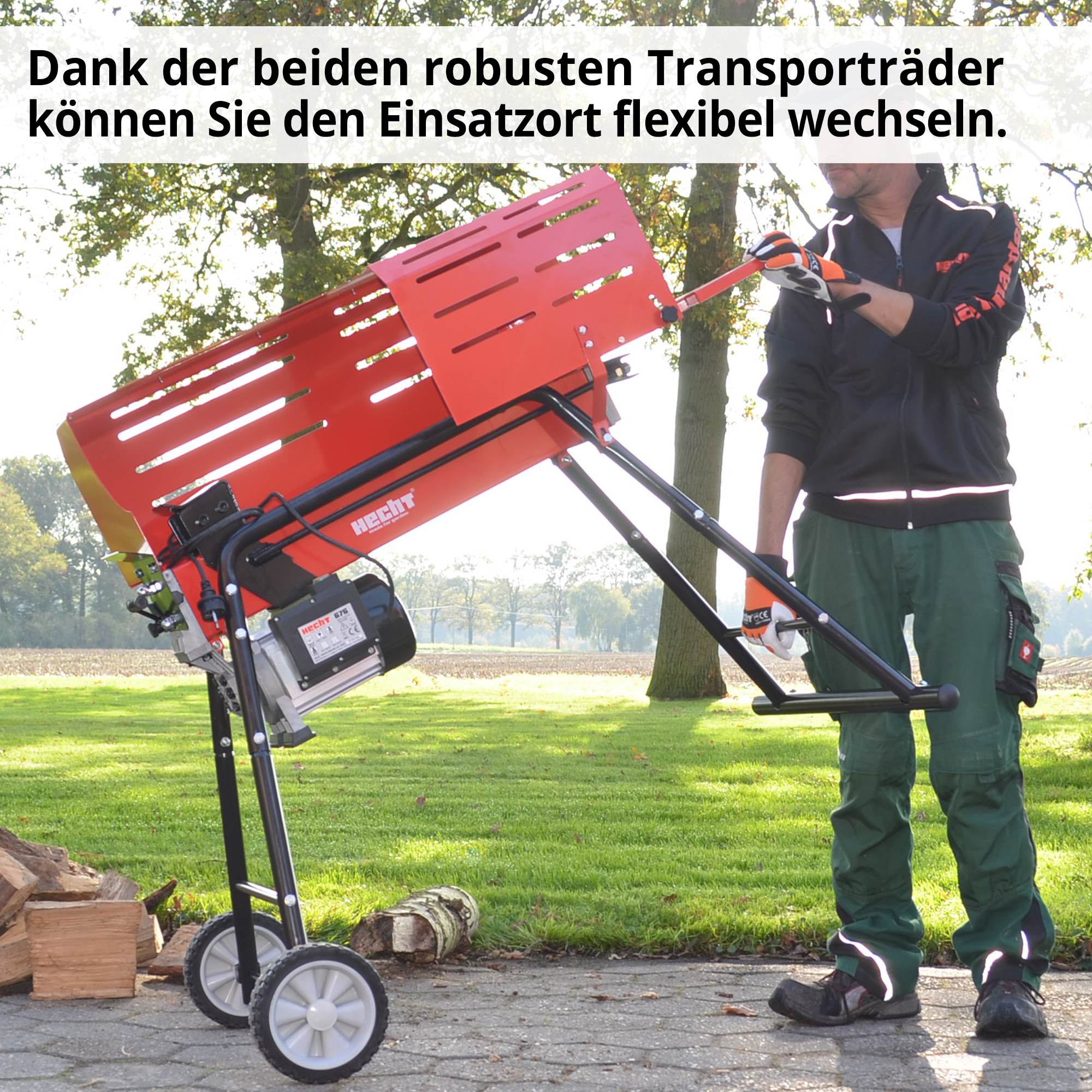 HECHT Hydraulikspalter 676 Hydraulikspalter mit robusten transporträdern
