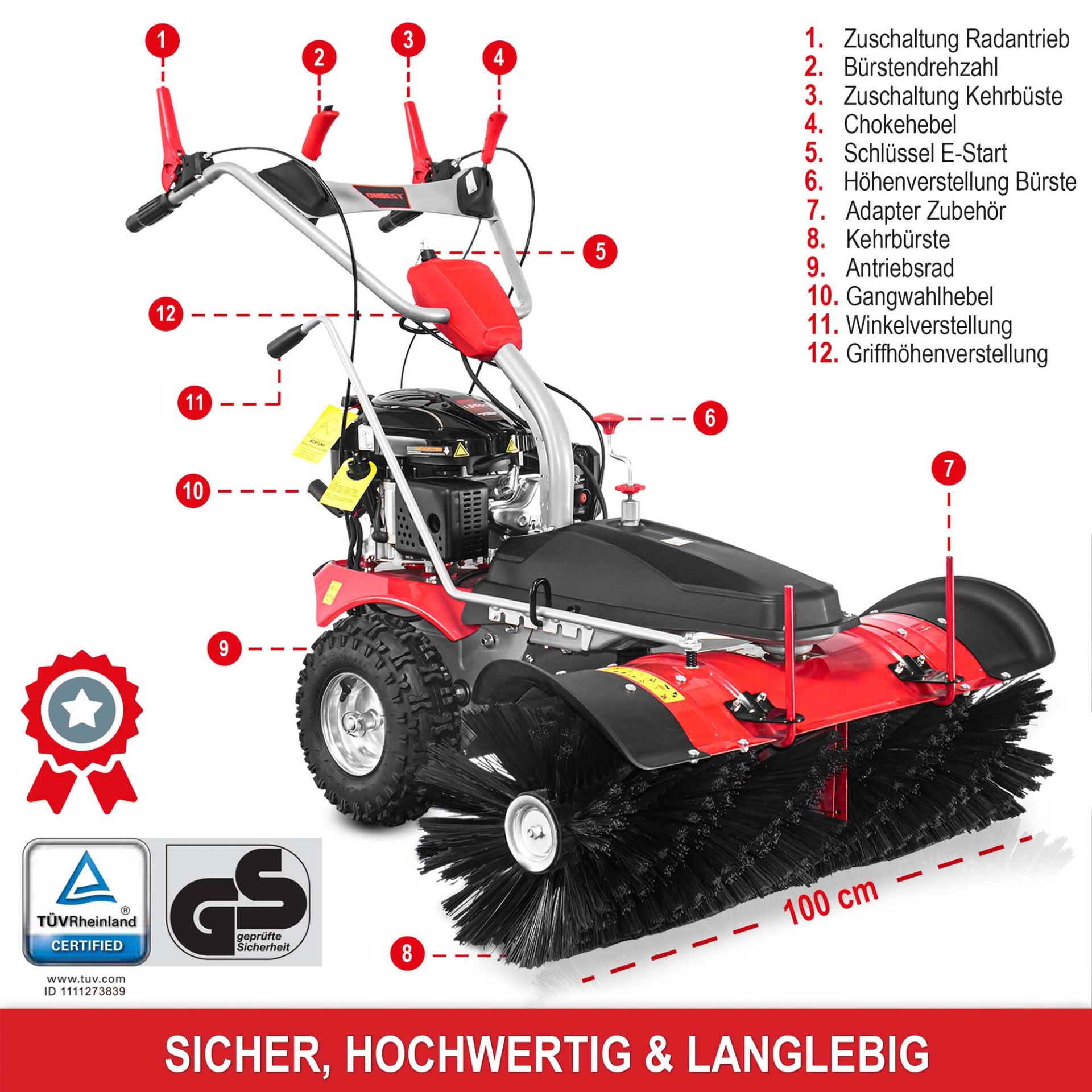 Kehrmaschine Benzin Set 100-LE - Sicher, hochwertig und langlebig