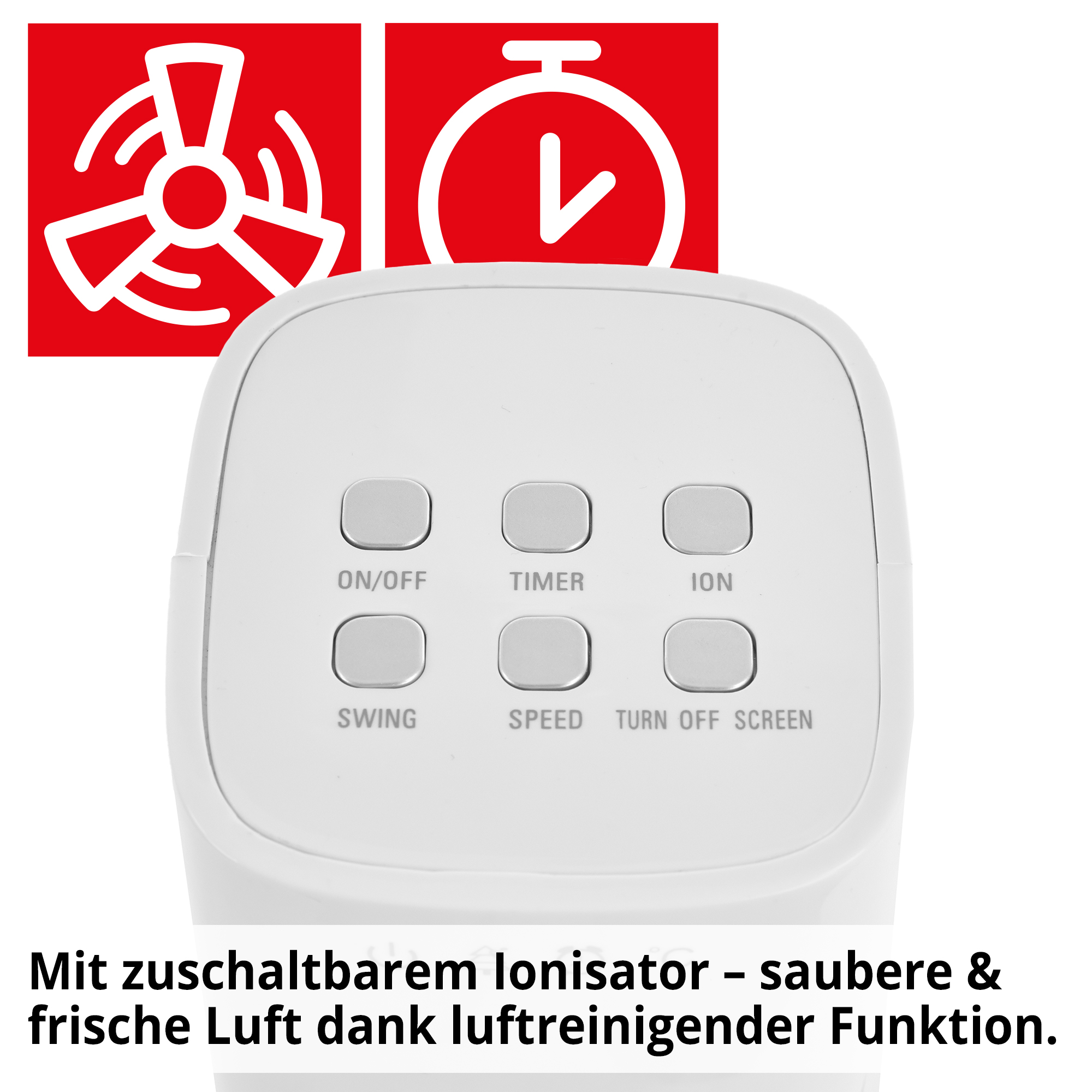 HECHT Turmventilator »3736« Turmventilator mit zuschaltbarem Ionisator für saubere & frische Luft