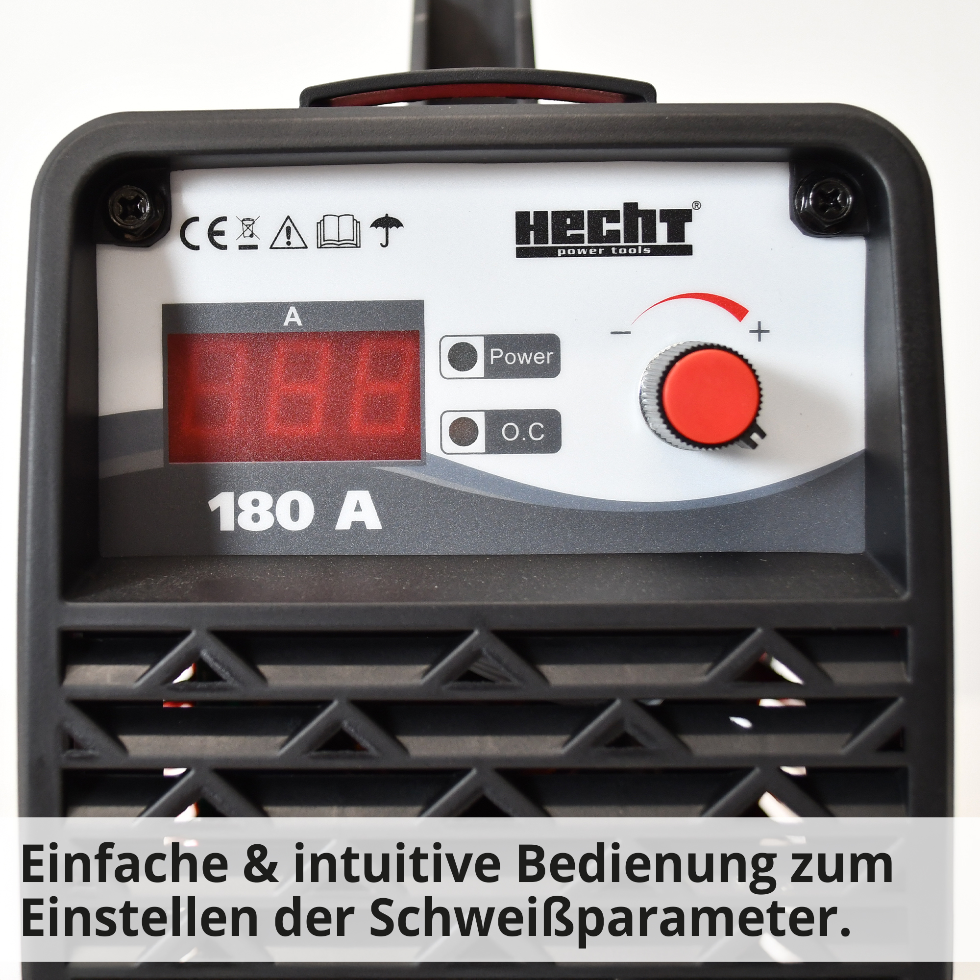 HECHT 1828 MMA Inverter Schweißgerät; Einfache und intuitive Bedienung zum Einstellen der Schweißparameter