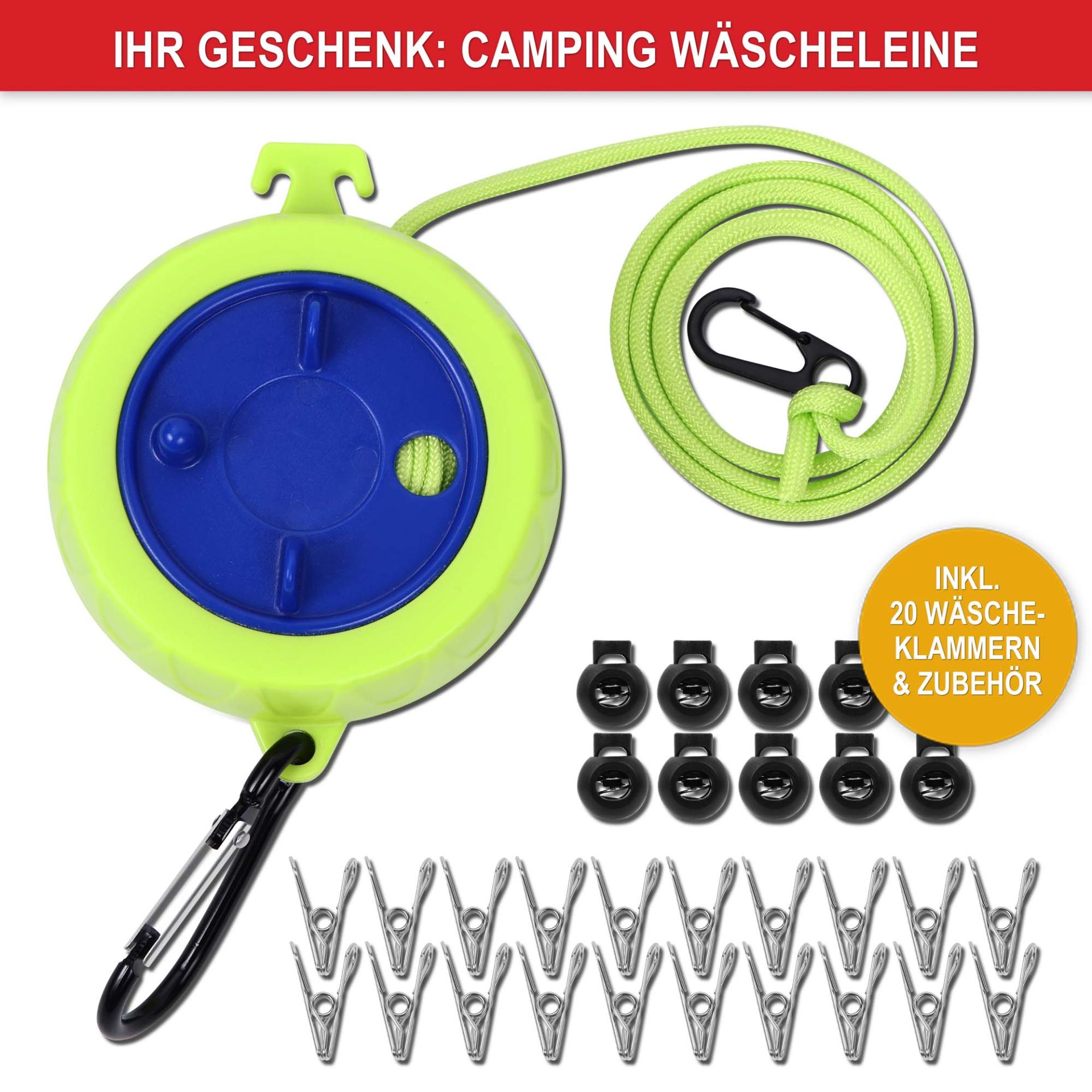Klapptisch Norderney schwarz - Camping Waschleine als Geschenk
