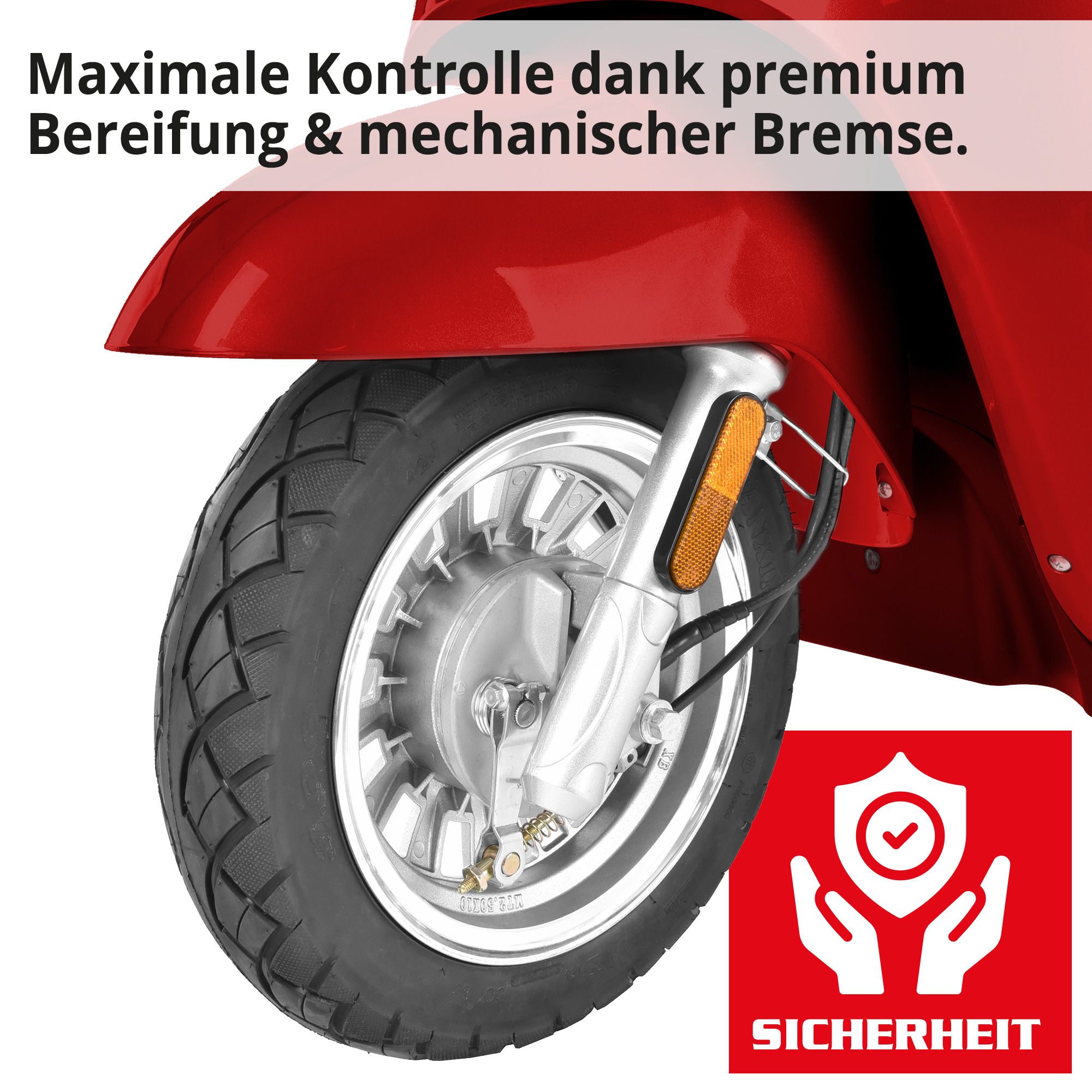 Hecht CITISMAX Seniorenfahrzeug 3 Rad Rot; Maximale Kontrolle dank premium Bereifung und mechanischer Bremse