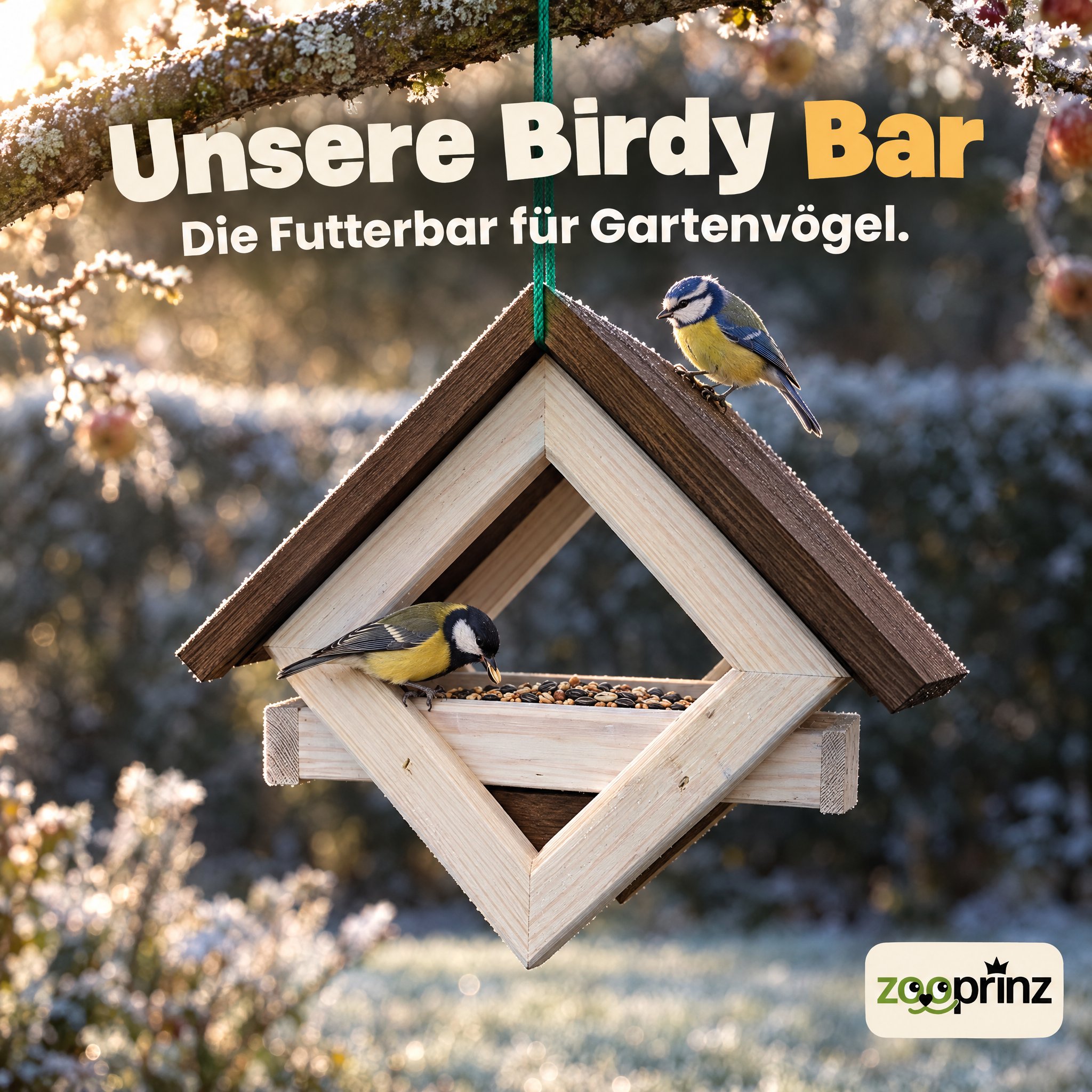 Birdy Bar Weiß-Braun: Hängendes zooprinz Futterhaus für Gartenvögel (Dieses Bild wurde mit Hilfe von KI generiert.)