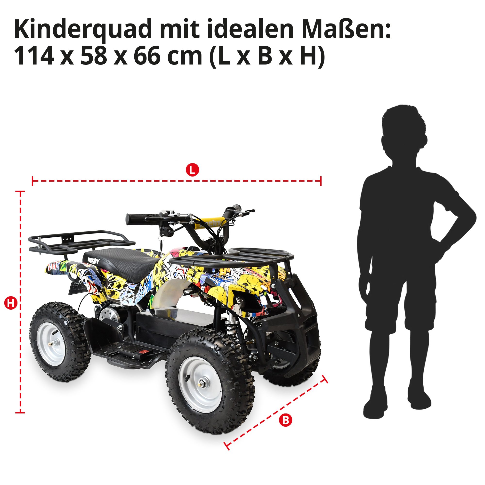 Hecht 56100 COMIC QUAD mit idealen Maßen 114 x 58 x 66cm