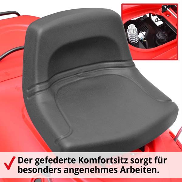 Rasentraktor-Aufsitzmäher mit gefedertem Sitz und Komfort für langes angenehmes Arbeiten 