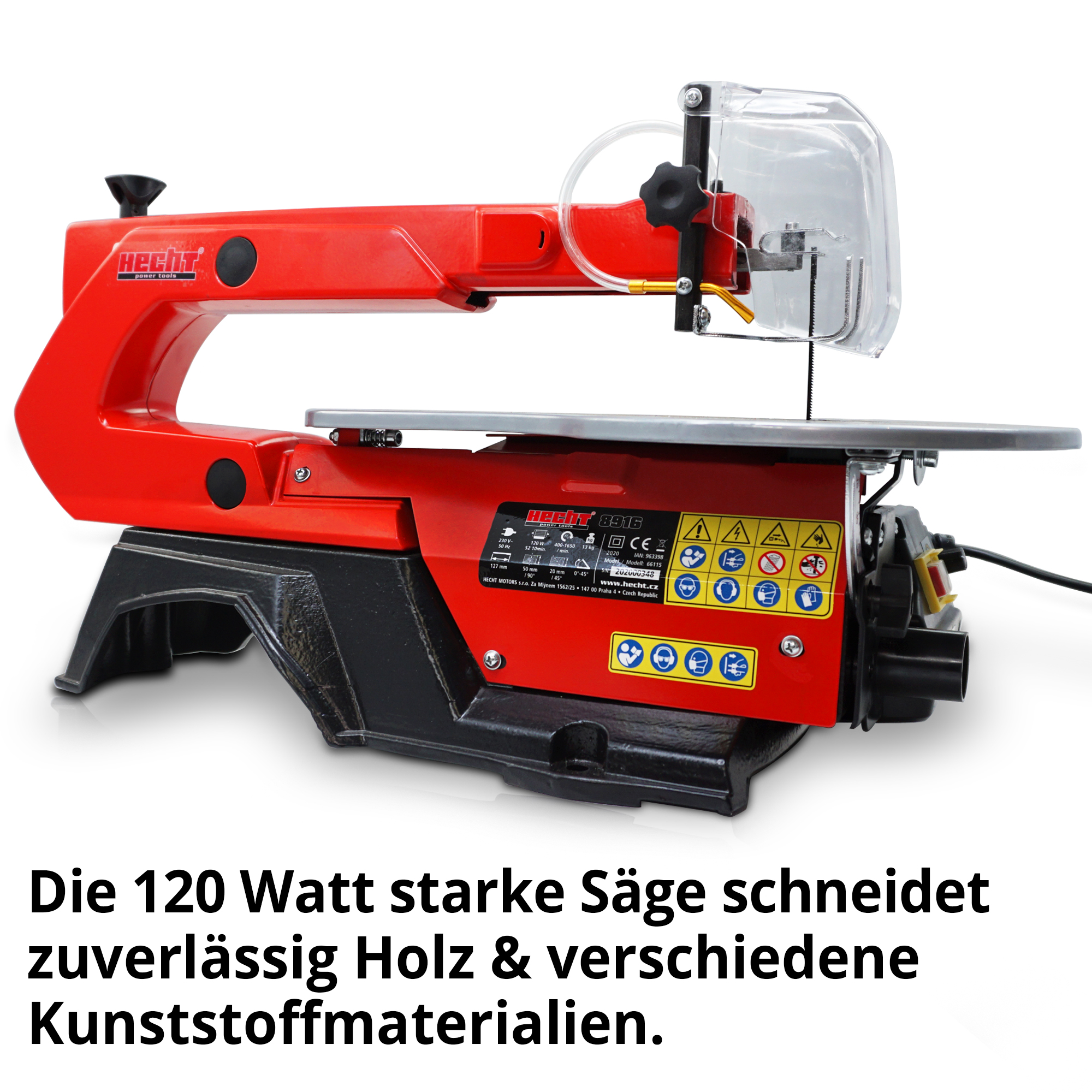 HECHT 8916 Dekupiersäge; Die 120 Watt starke Säge schneidet zuverlässig Holz & verschiedene Kunststoffmaterialien 