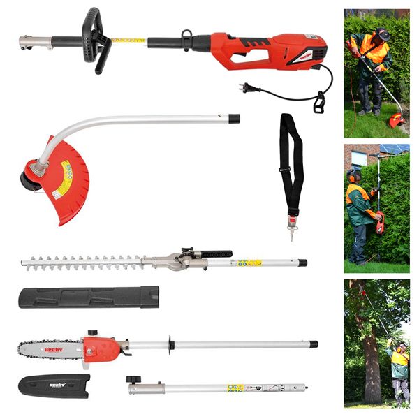 Elektro-Multitool mit Rasentrimmer Heckenschere und Hochentaster 