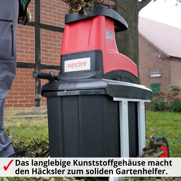 HECHT Elektro Gartenhäcksler 6280 XL langlebiger Elektro Gartenhäcksler mit Kunststoffgehäuse 