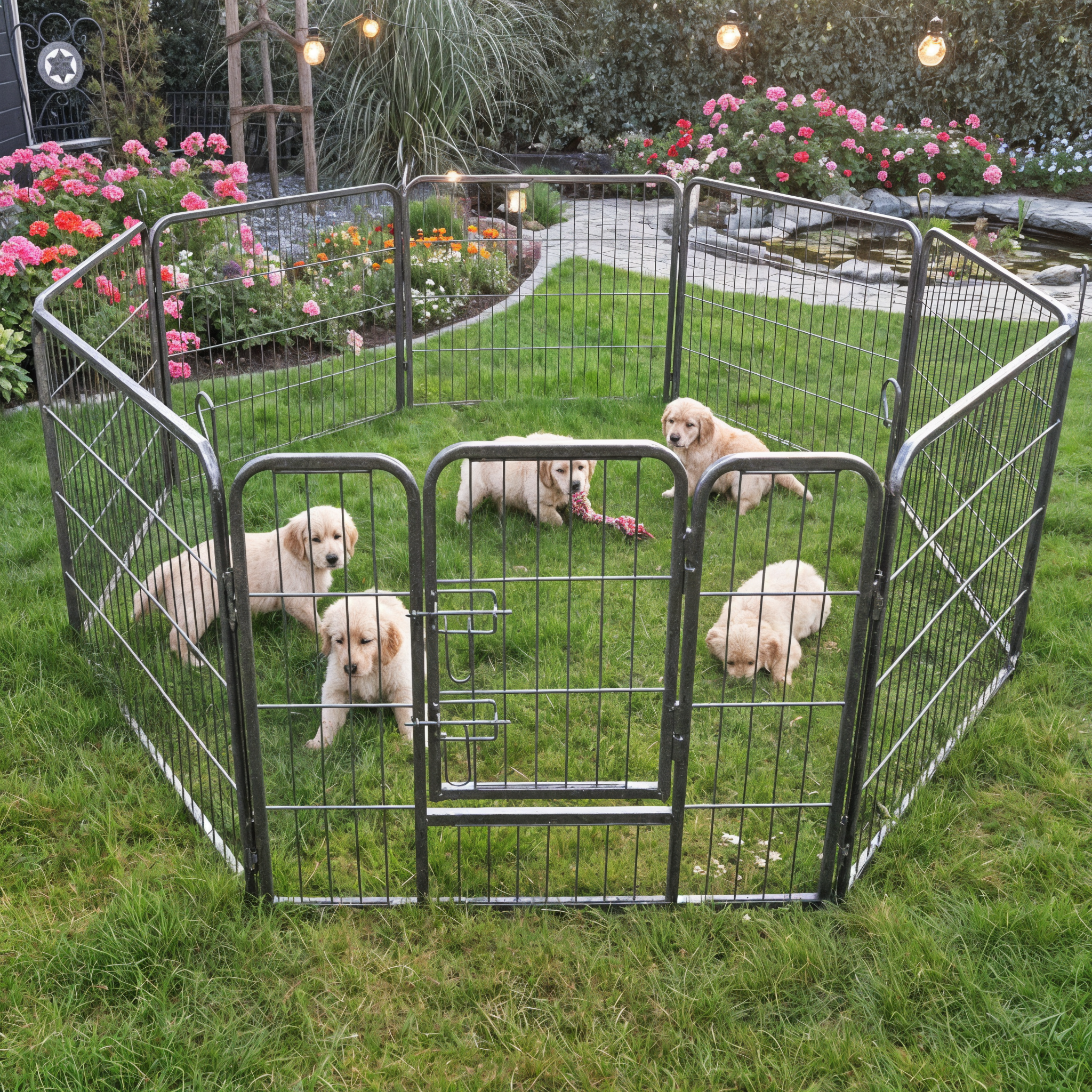 Welpenauslauf zooprinz Dog Run L mit 8 Zaunelementen für Hunde und Welpen