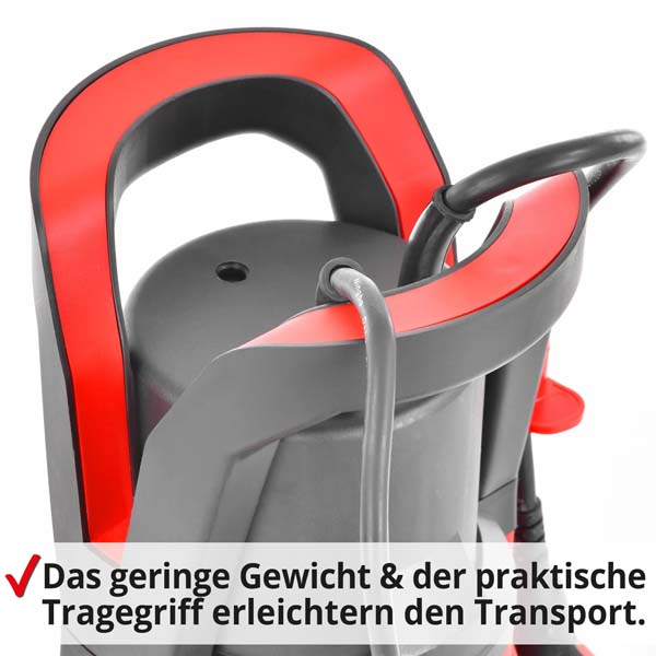 Hecht 3400 Tauchpumpe mit geringem Gewicht und praktischem Tragegriff für erleichterten Transport