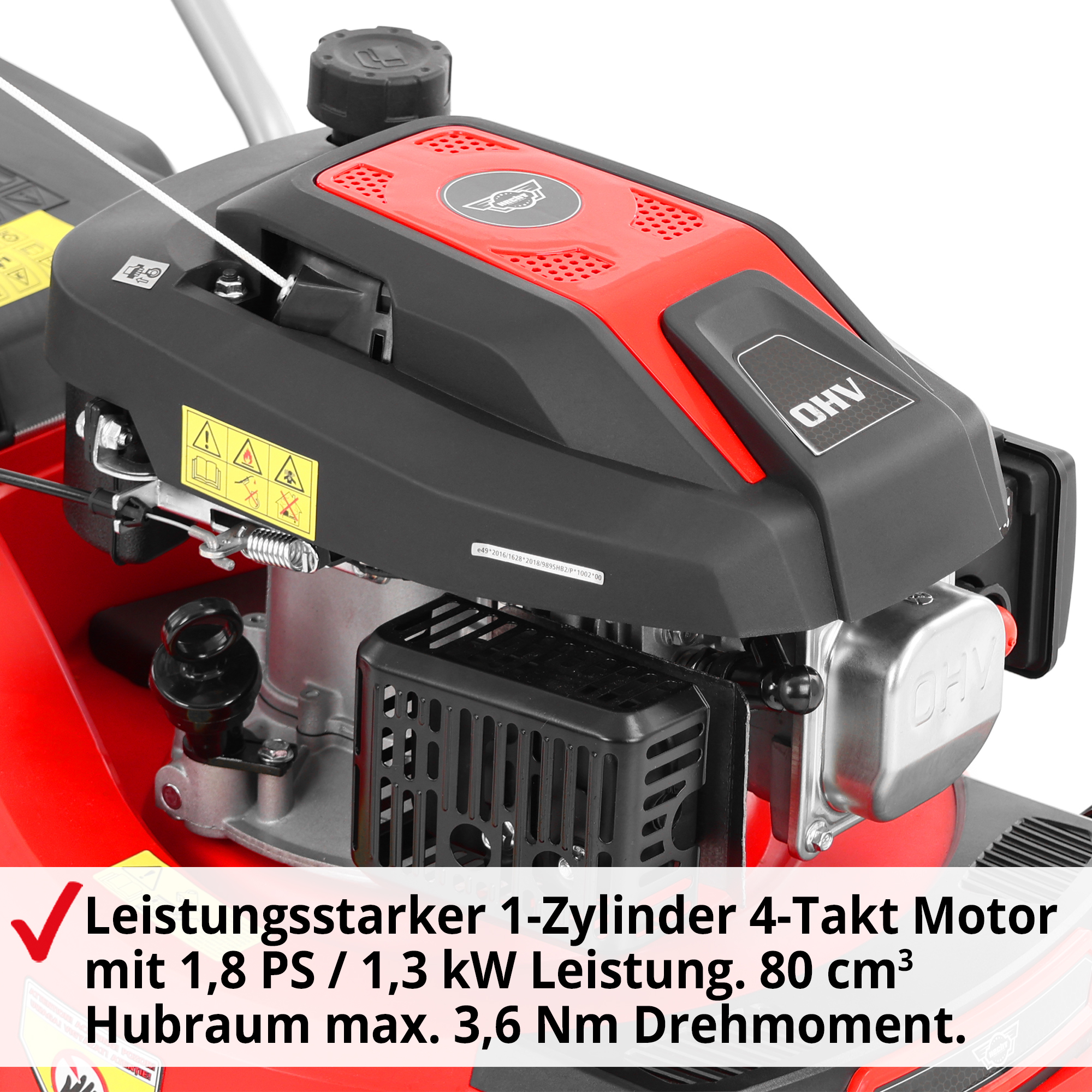 Der kraftvolle Benzin-Rasenmäher 5408 meistert auch dicht bewachsene Rasenflächen problemlos.