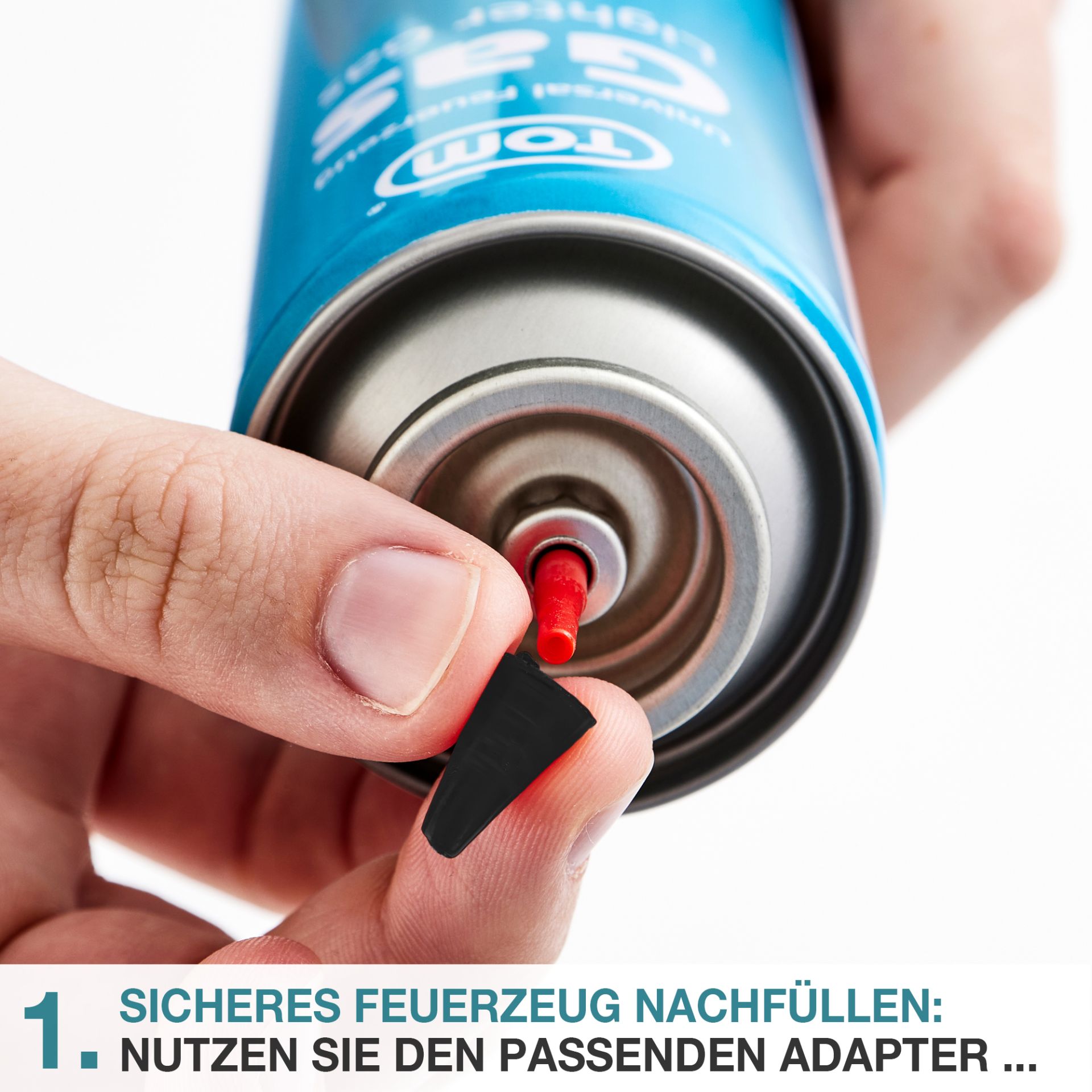 TOM LG-300 Feuerzeug Gas; sicheres Nachfüllen mit Adapter