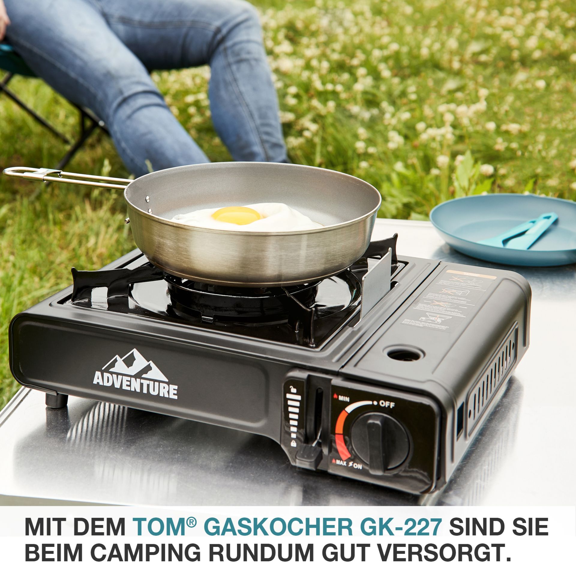 TOM Gaskocher - GK-227 Edelstahl Everest; Ideal fürs Camping
